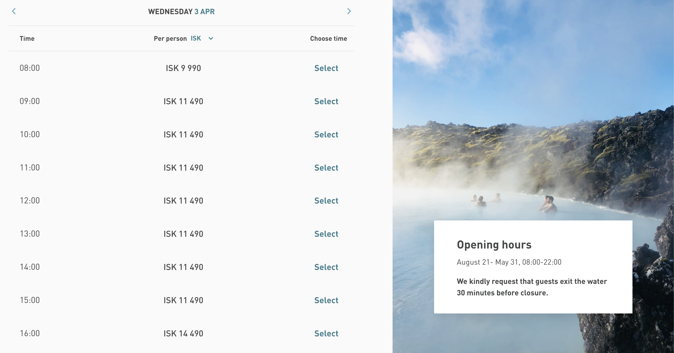 Blue Lagoon price options with entry times Blue Lagoon price options with entry times