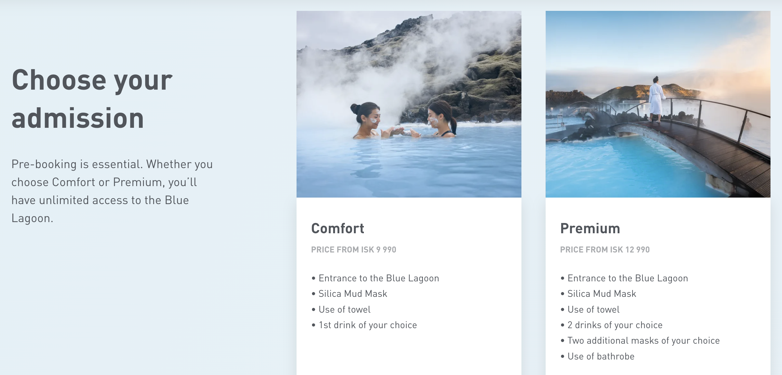 Blue Lagoon pricing options Blue Lagoon pricing options