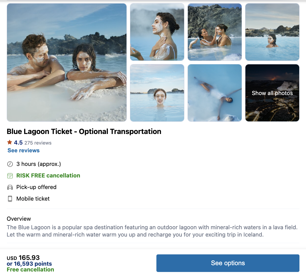 Blue Lagoon tickets in Citi Travel portal Blue Lagoon tickets in Citi Travel portal
