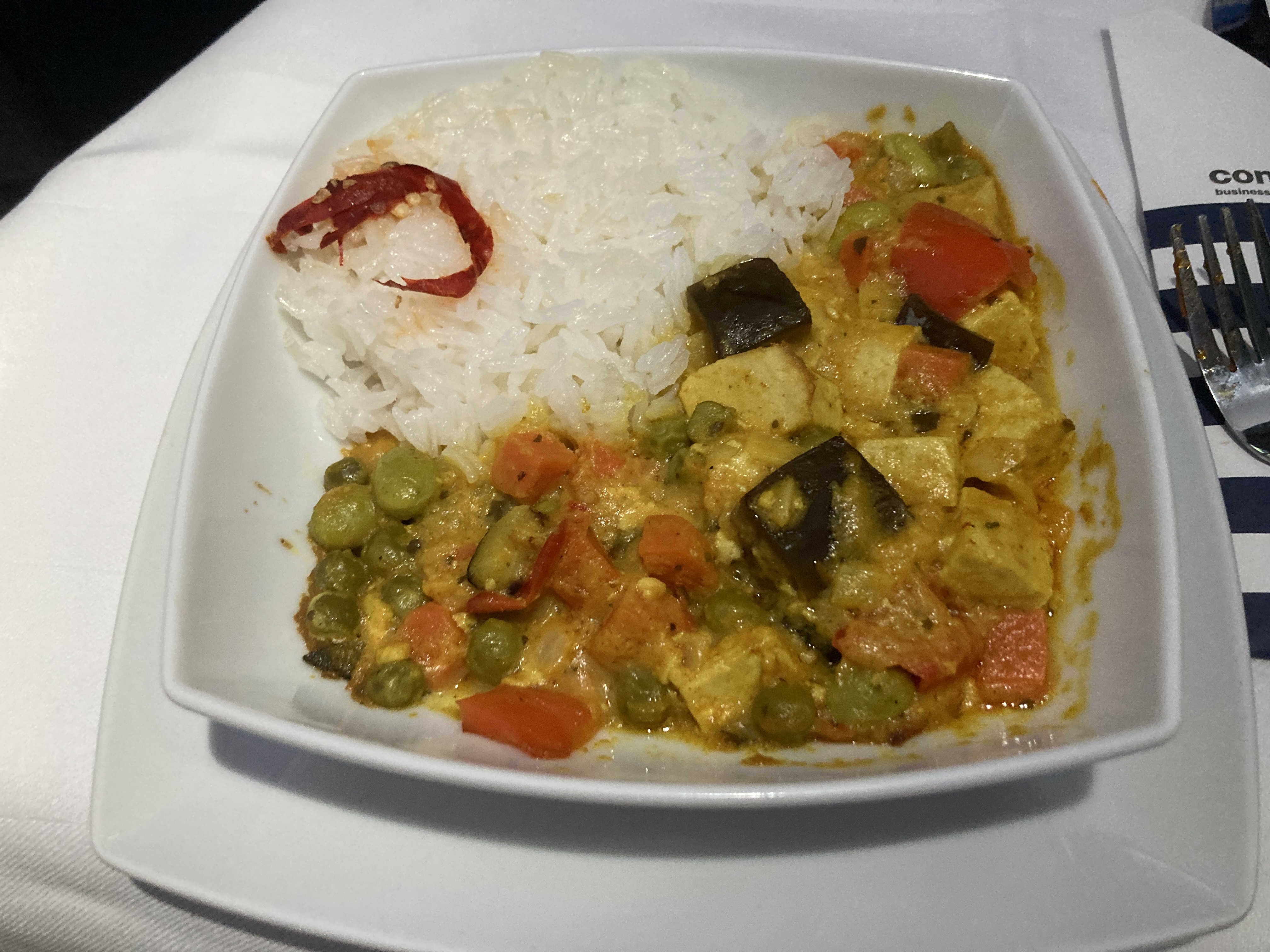 Condor A330 900neo business class Thai curry Condor A330 900neo business class Thai curry