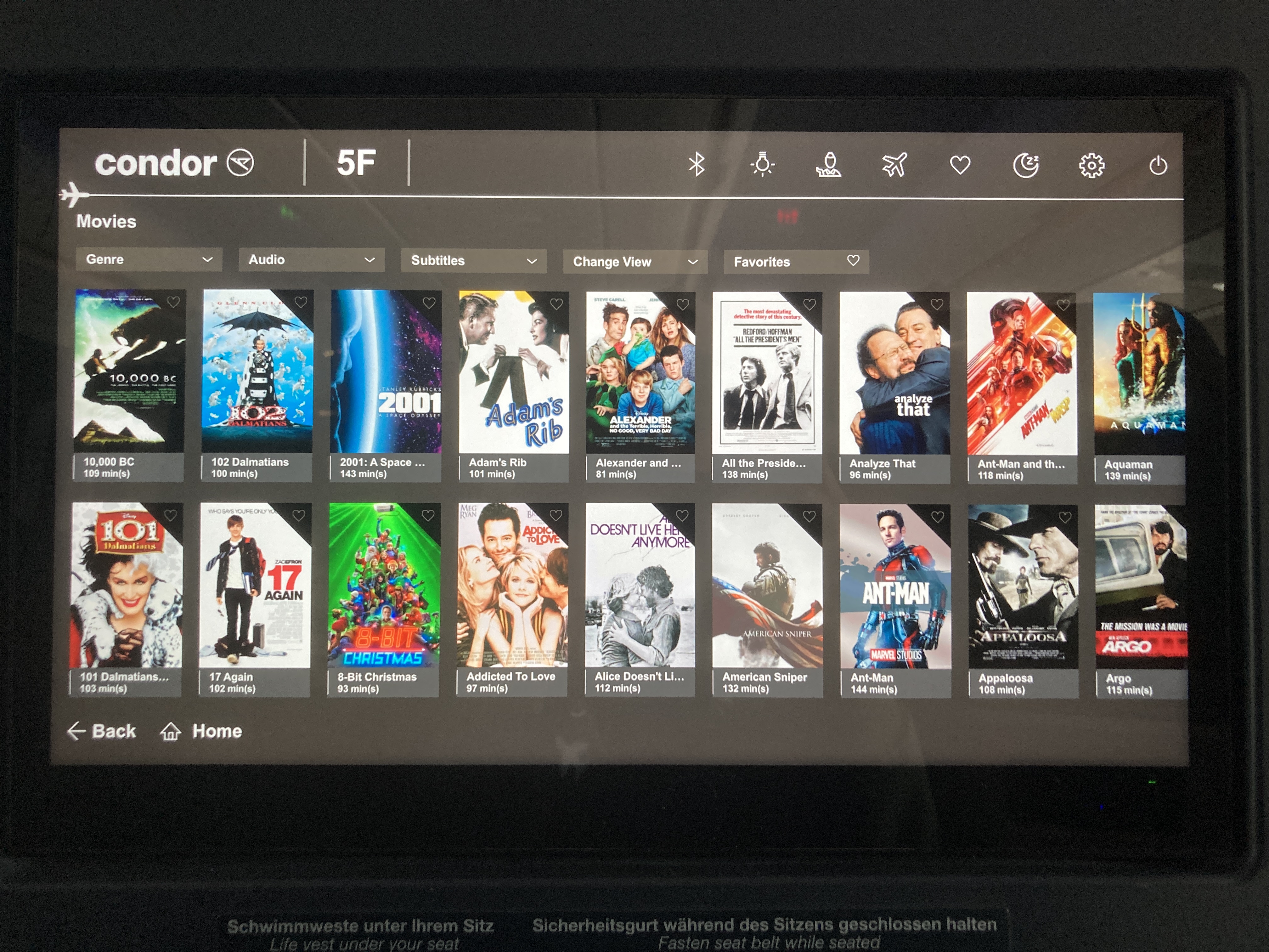 Condor A330 900neo business class entertainment system movies Condor A330 900neo business class entertainment system movies