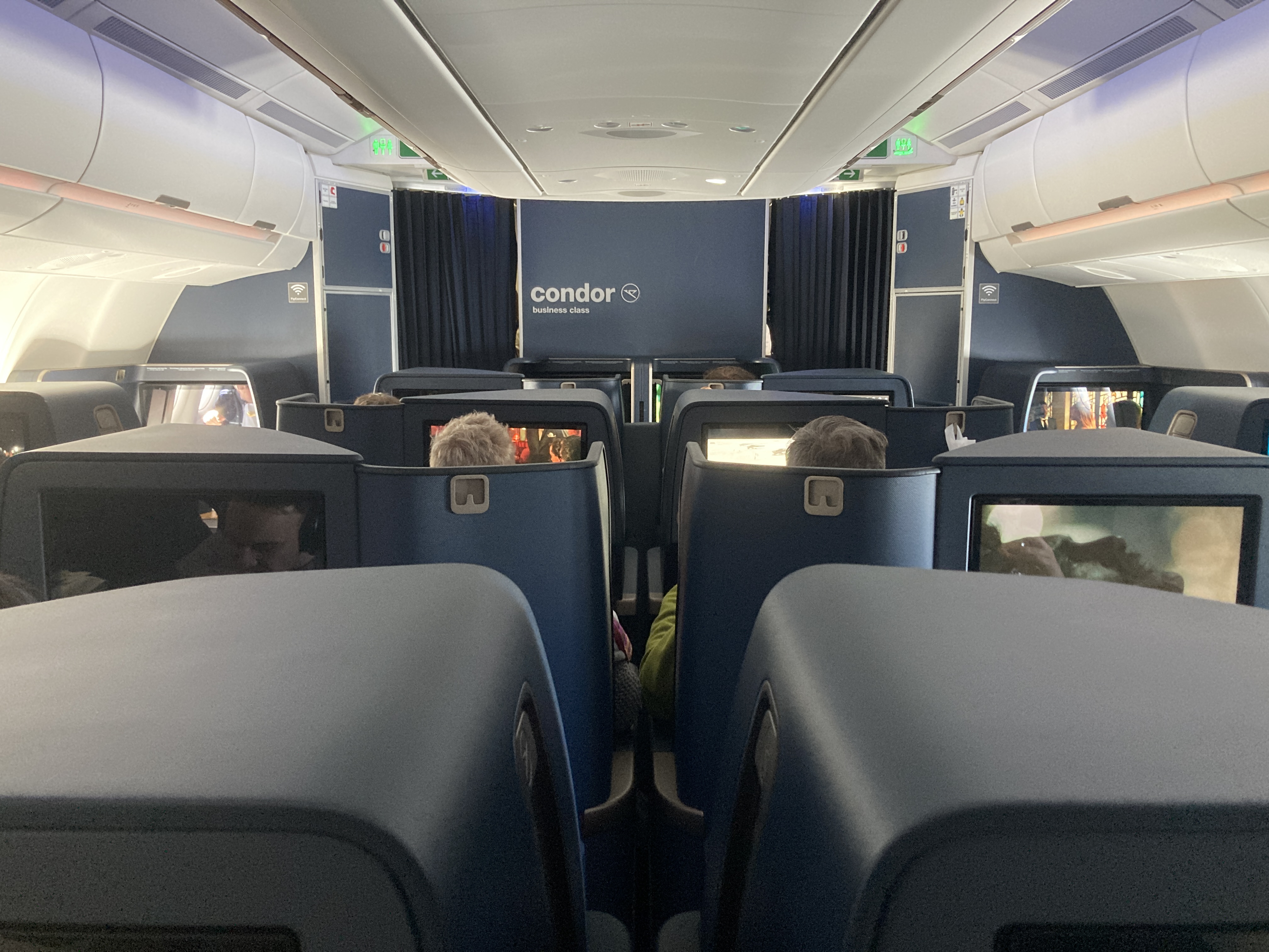 Condor A330 900neo business class front of cabin Condor A330 900neo business class front of cabin