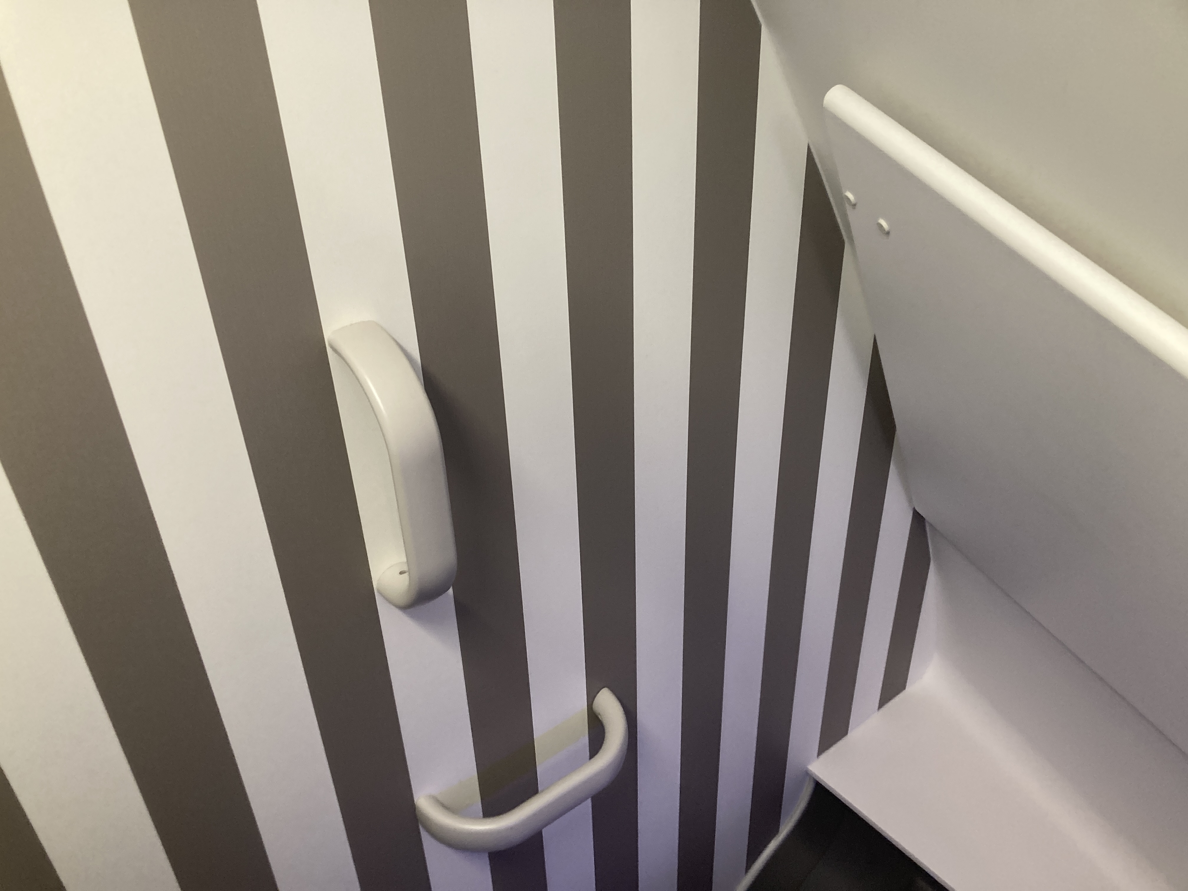 Condor A330 900neo business class lavatory striped walls Condor A330 900neo business class lavatory striped walls