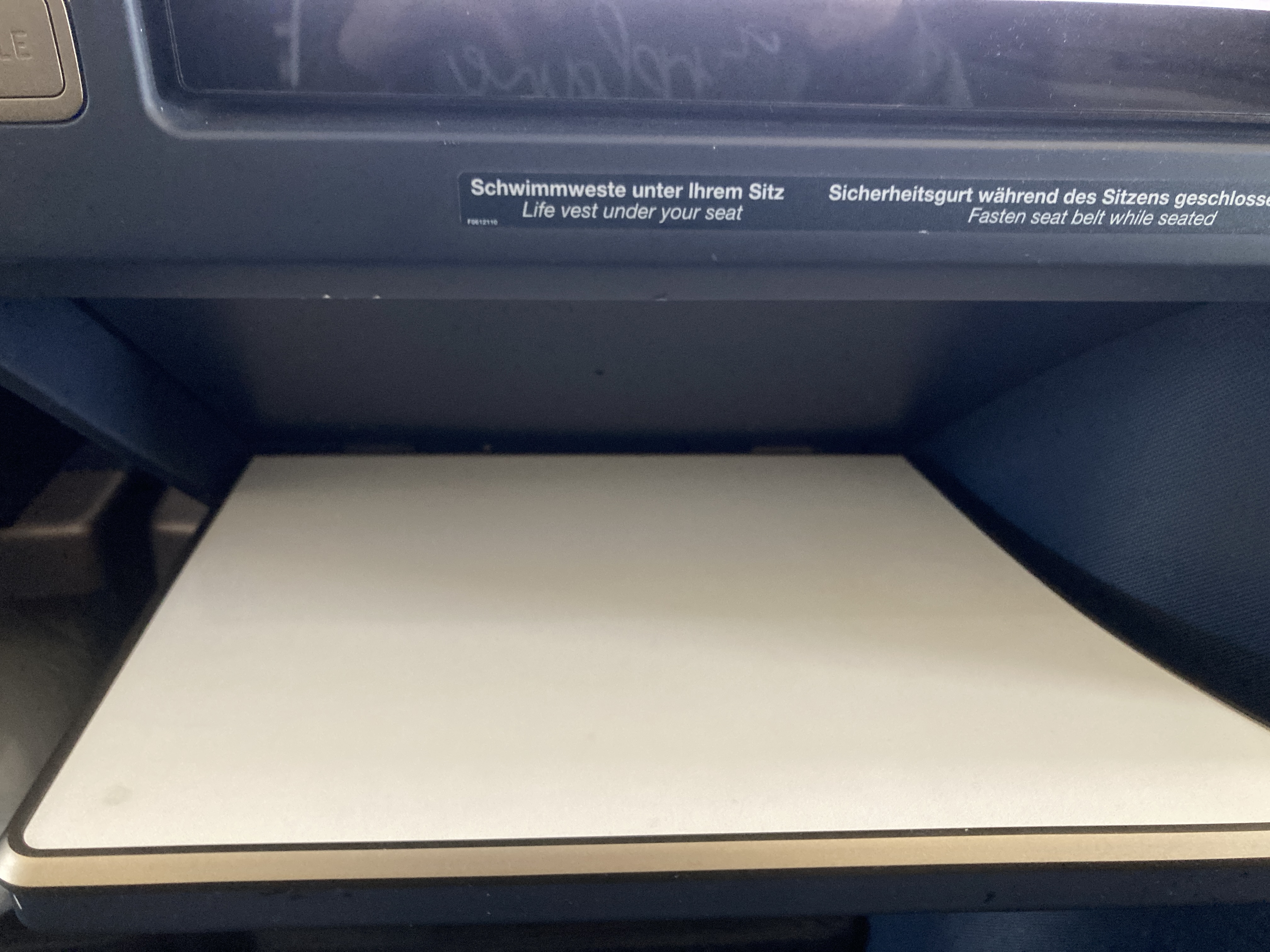 Condor A330 900neo business class tray table open Condor A330 900neo business class tray table open