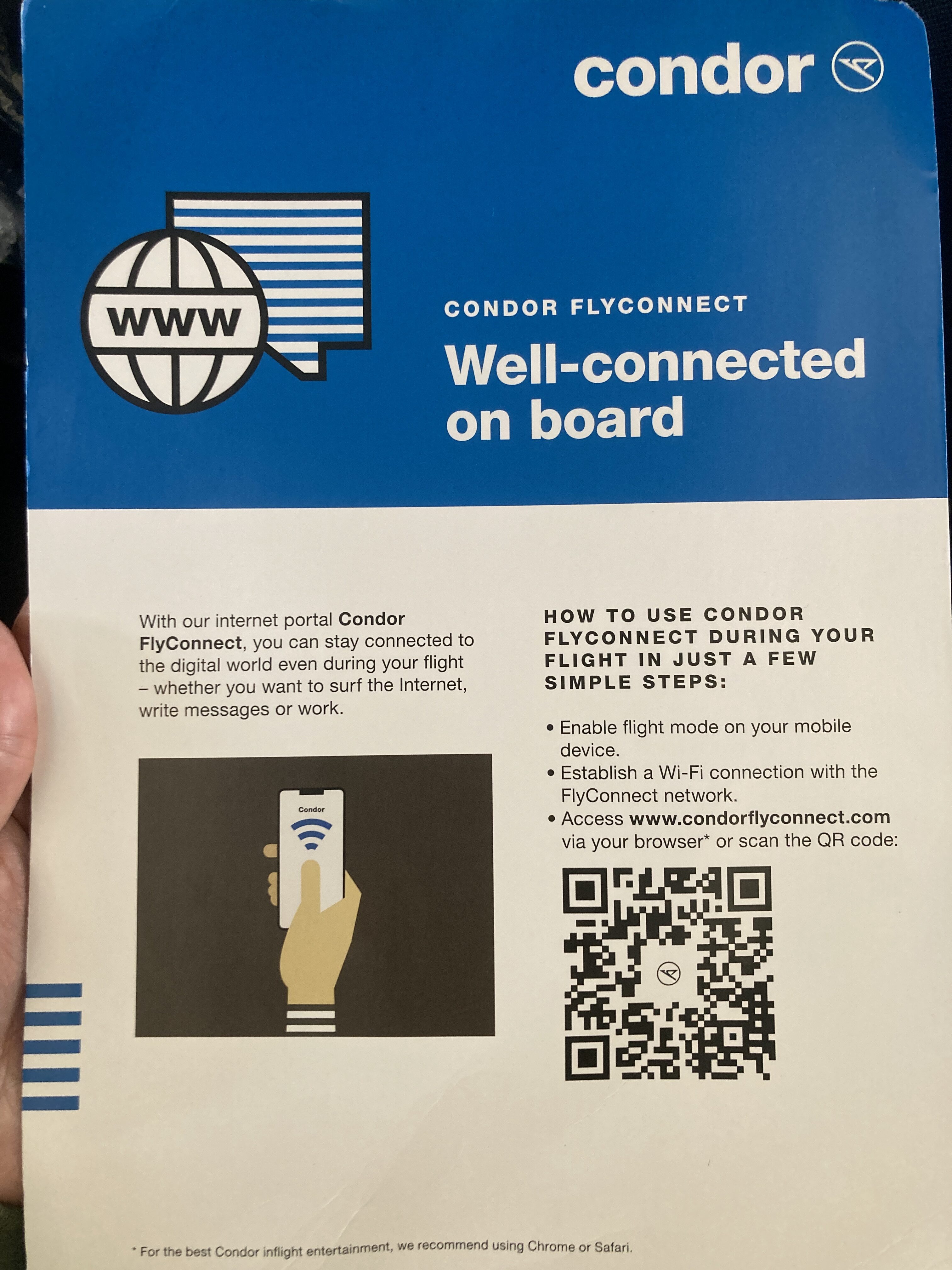 Condor A330 900neo business class wifi info card Condor A330 900neo business class wifi info card