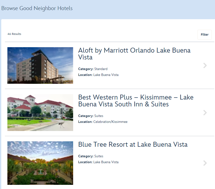 Disney World Good Neighbor Hotels