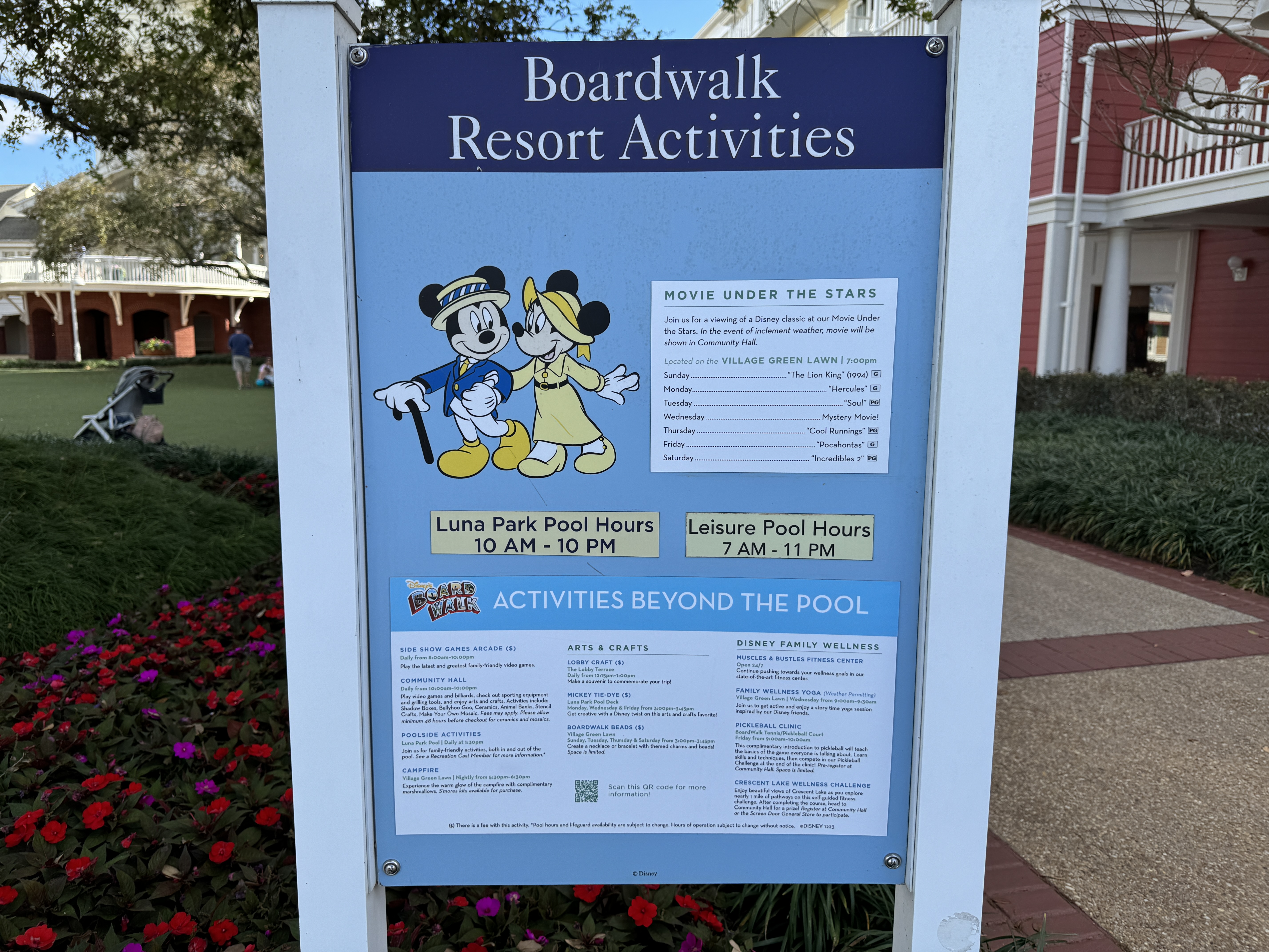 Disneys BoardWalk Inn Resort Activities Sign Disneys BoardWalk Inn Resort Activities Sign
