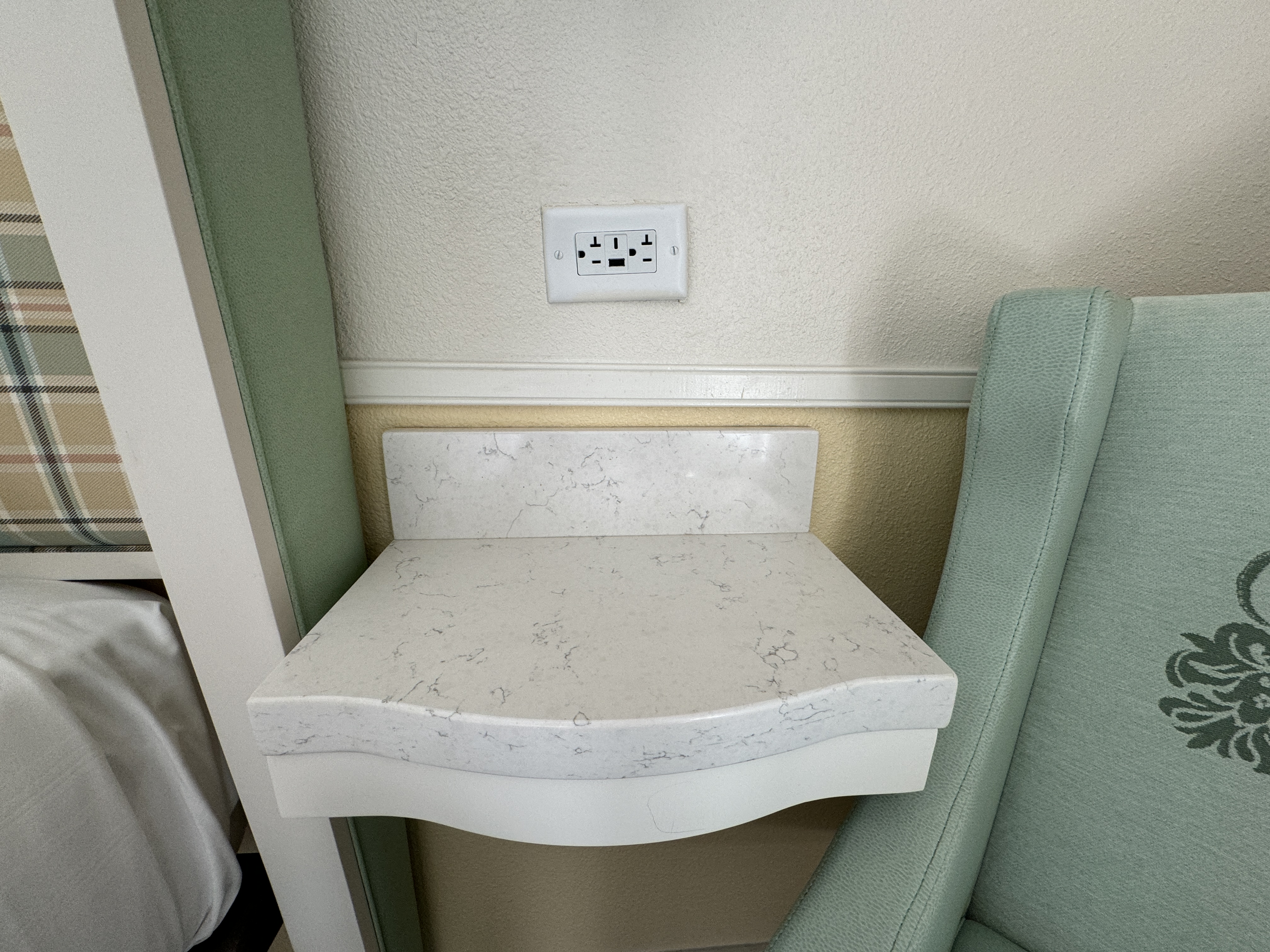 Disneys BoardWalk Inn bed side counter Disneys BoardWalk Inn bed side counter