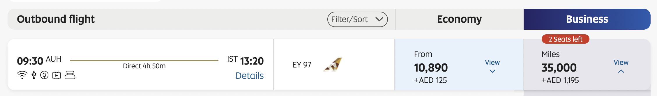 Etihad AUH to IST Screenshot Award