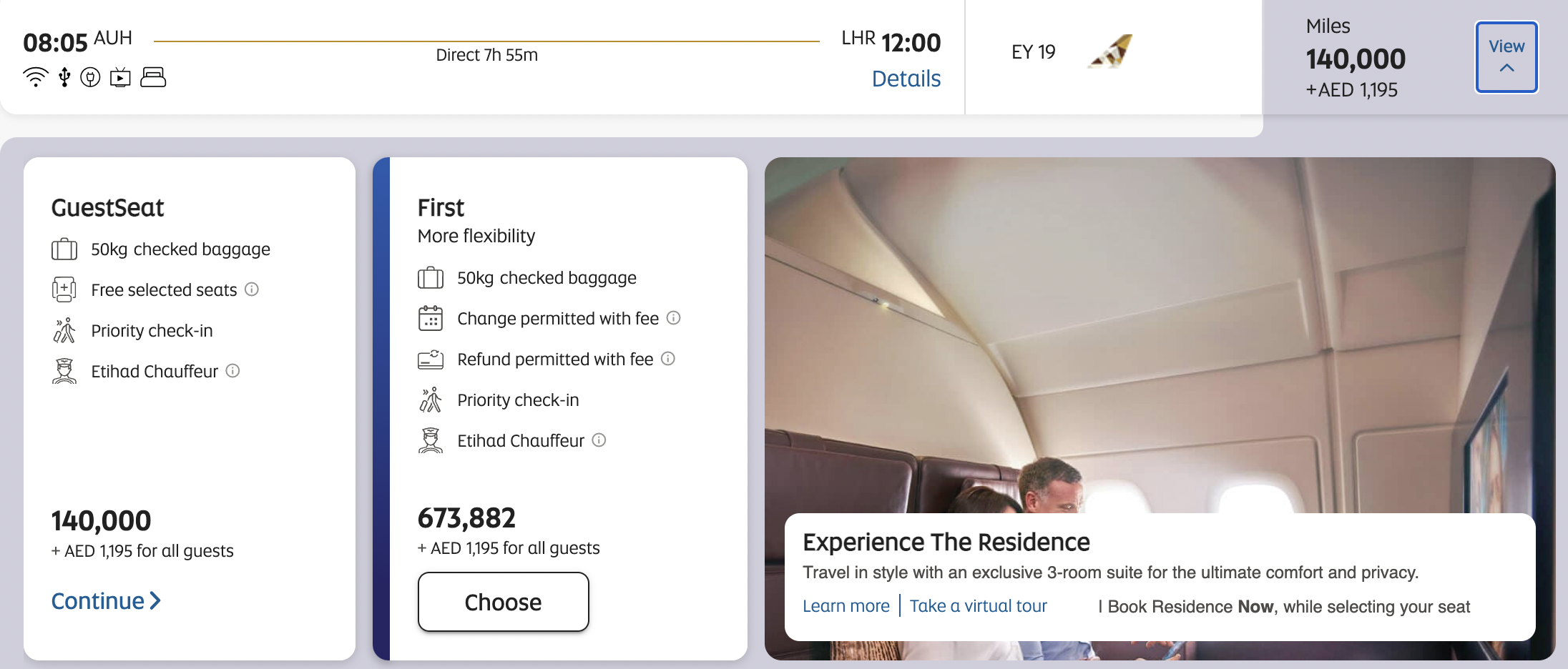 Etihad First Class AUH LHR Screenshot