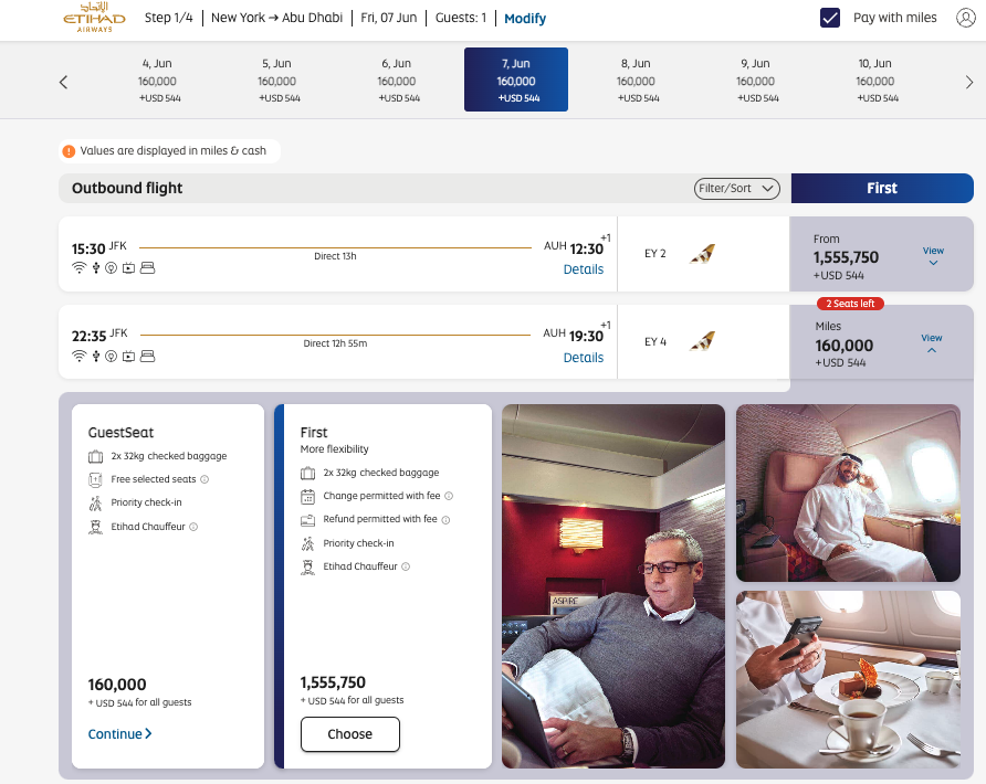 Etihad First Class Award Booking Etihad First Class Award Booking