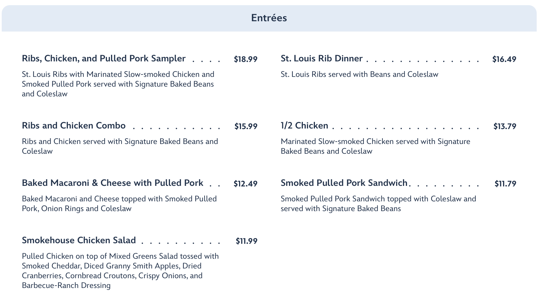 Flame Tree BBQ menu Flame Tree BBQ menu