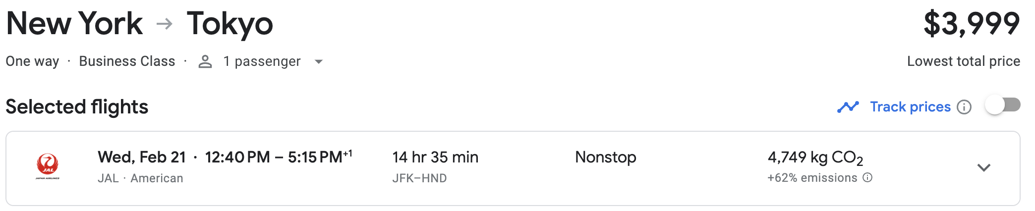 Google Flights JAL business class Google Flights JAL business class
