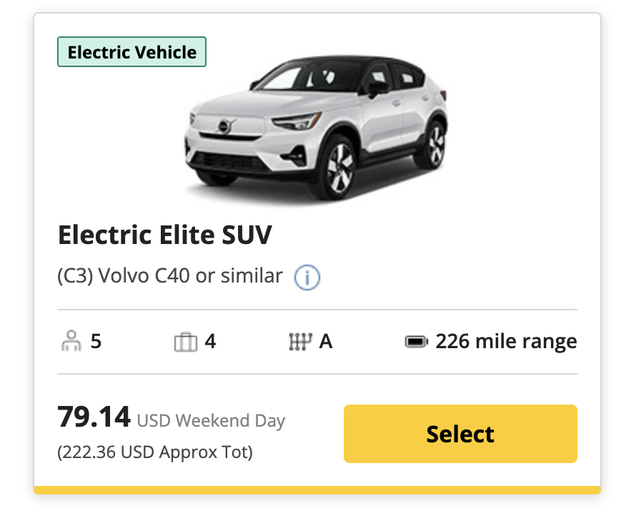 Hertz Polestar EV Hertz Electric Elite SUV EV Volvo C40