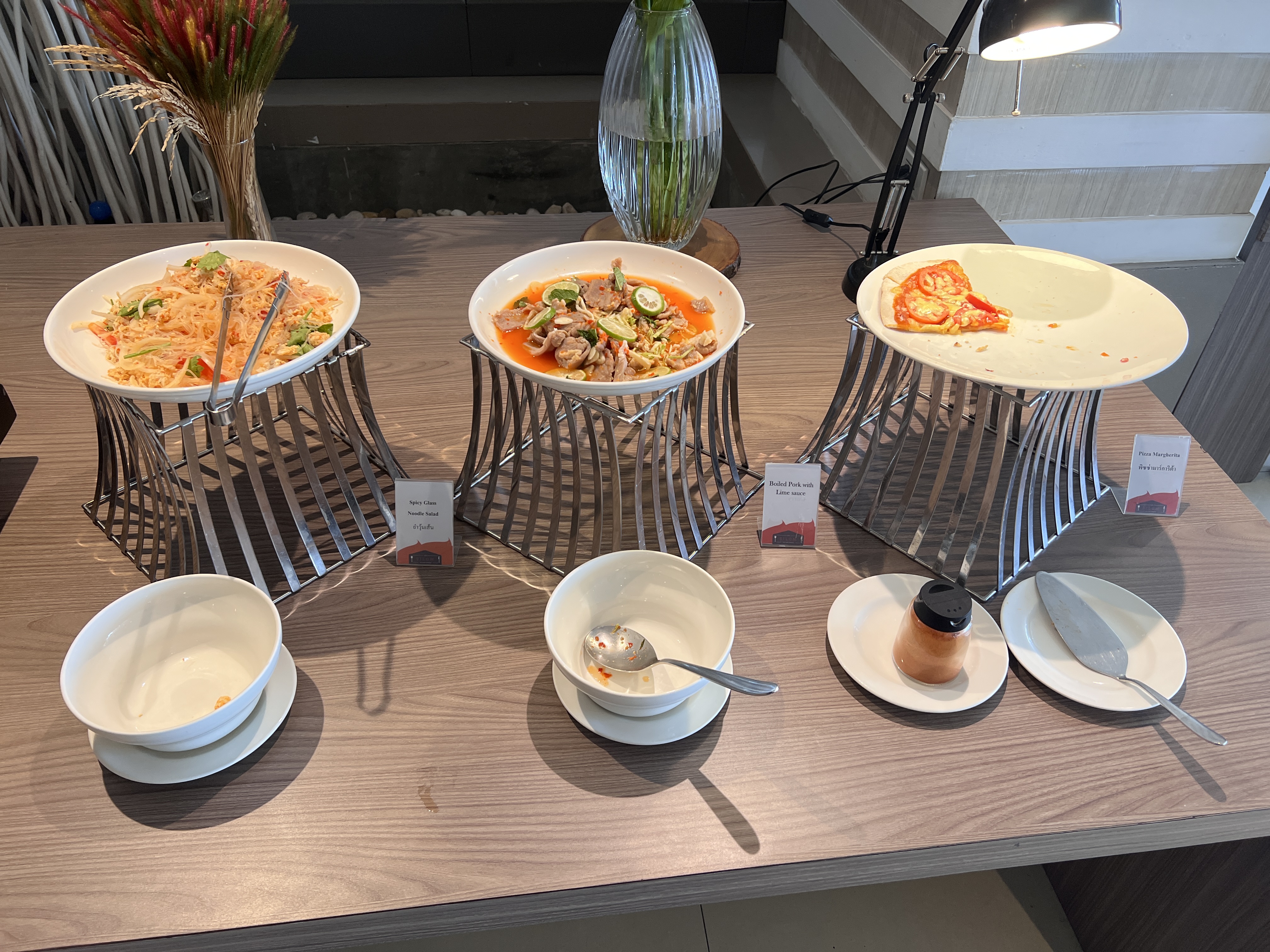 Hilton Garden Inn Bangkok Silom All Day Dining noodles pork and pizza