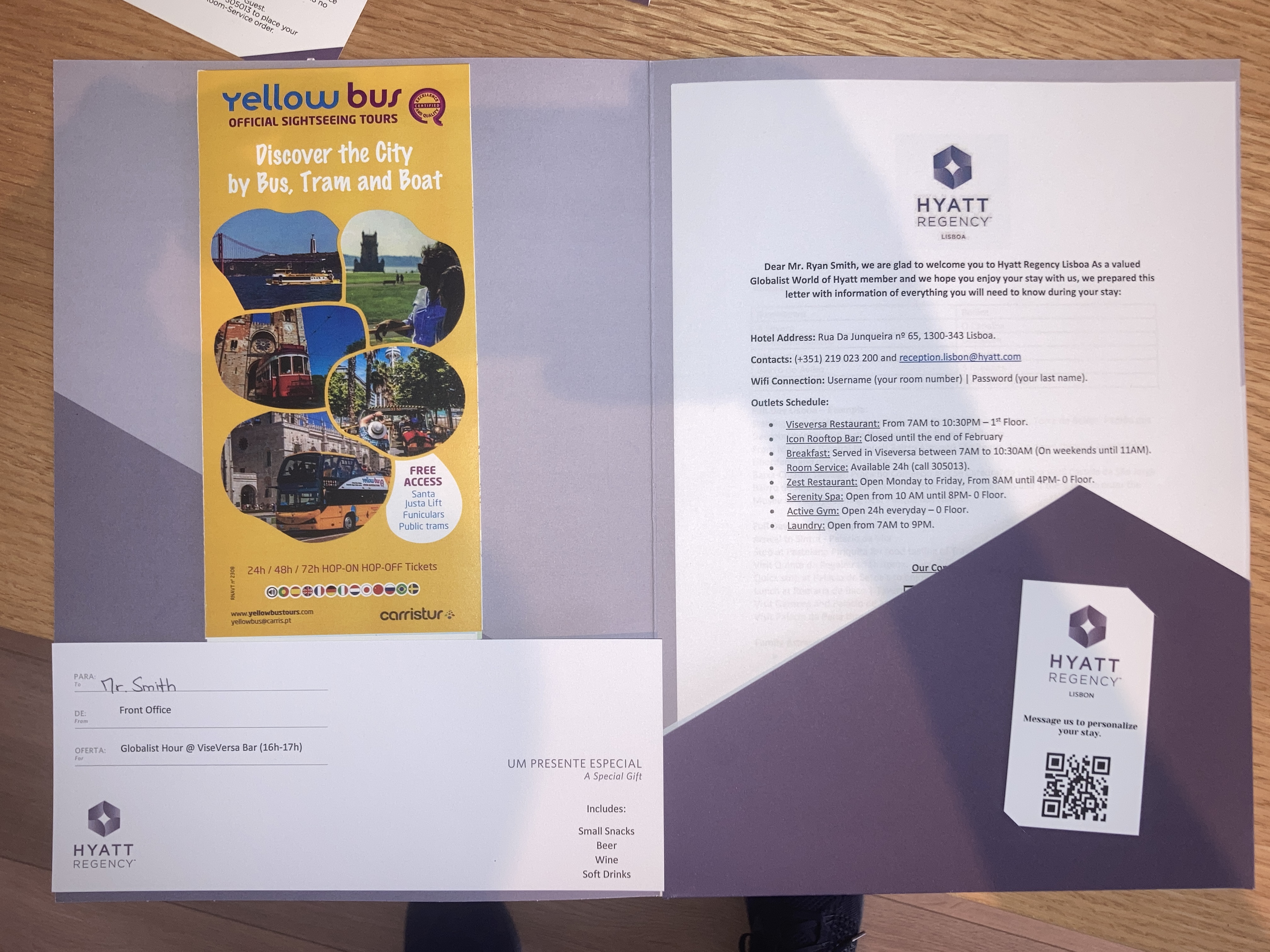 Hyatt Regency Lisbon welcome packet Hyatt Regency Lisbon welcome packet