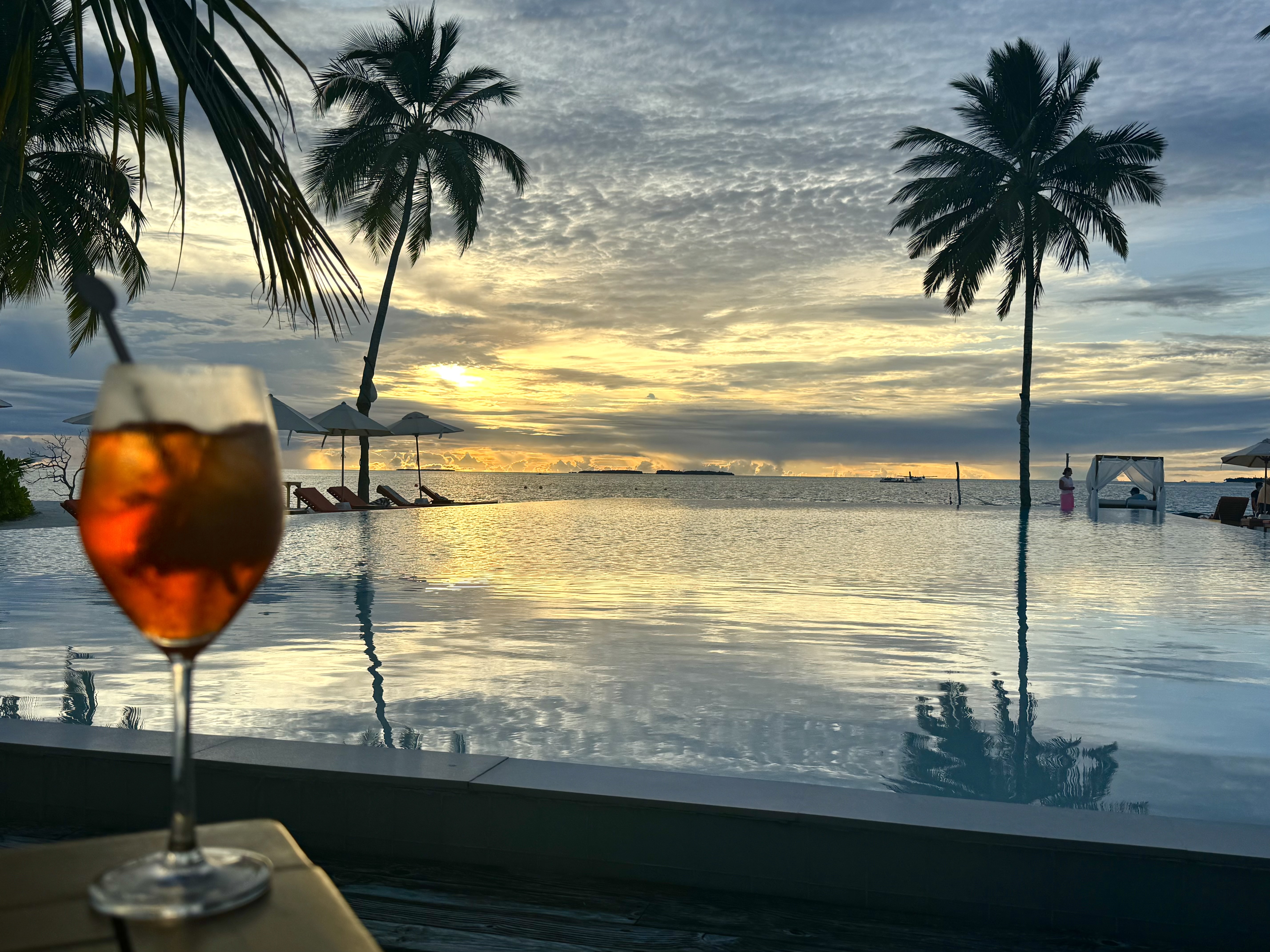 Iru Veli island pool sunset