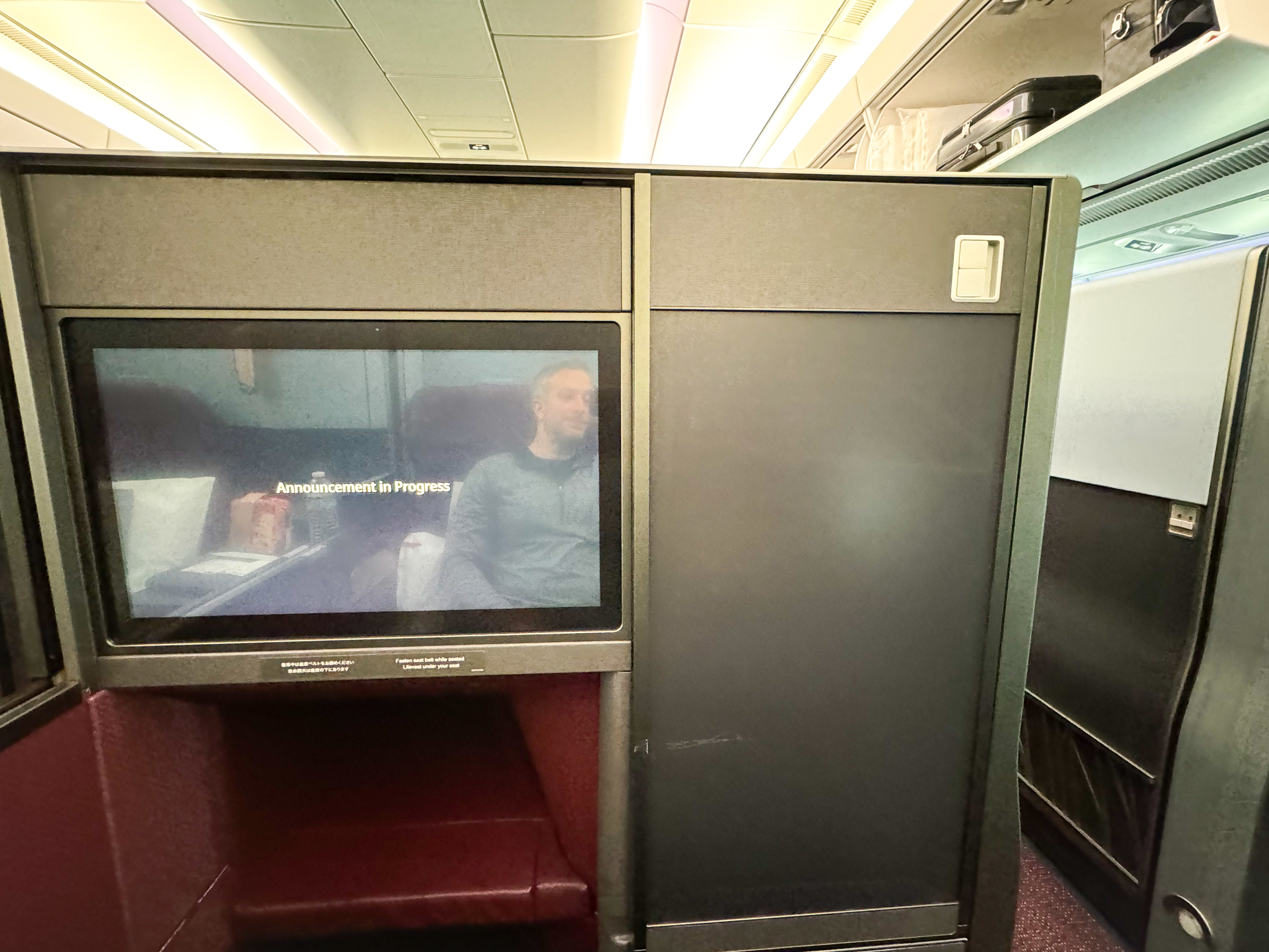 Japan Airlines A350 1000 business closet closed Japan Airlines A350 1000 business closet closed