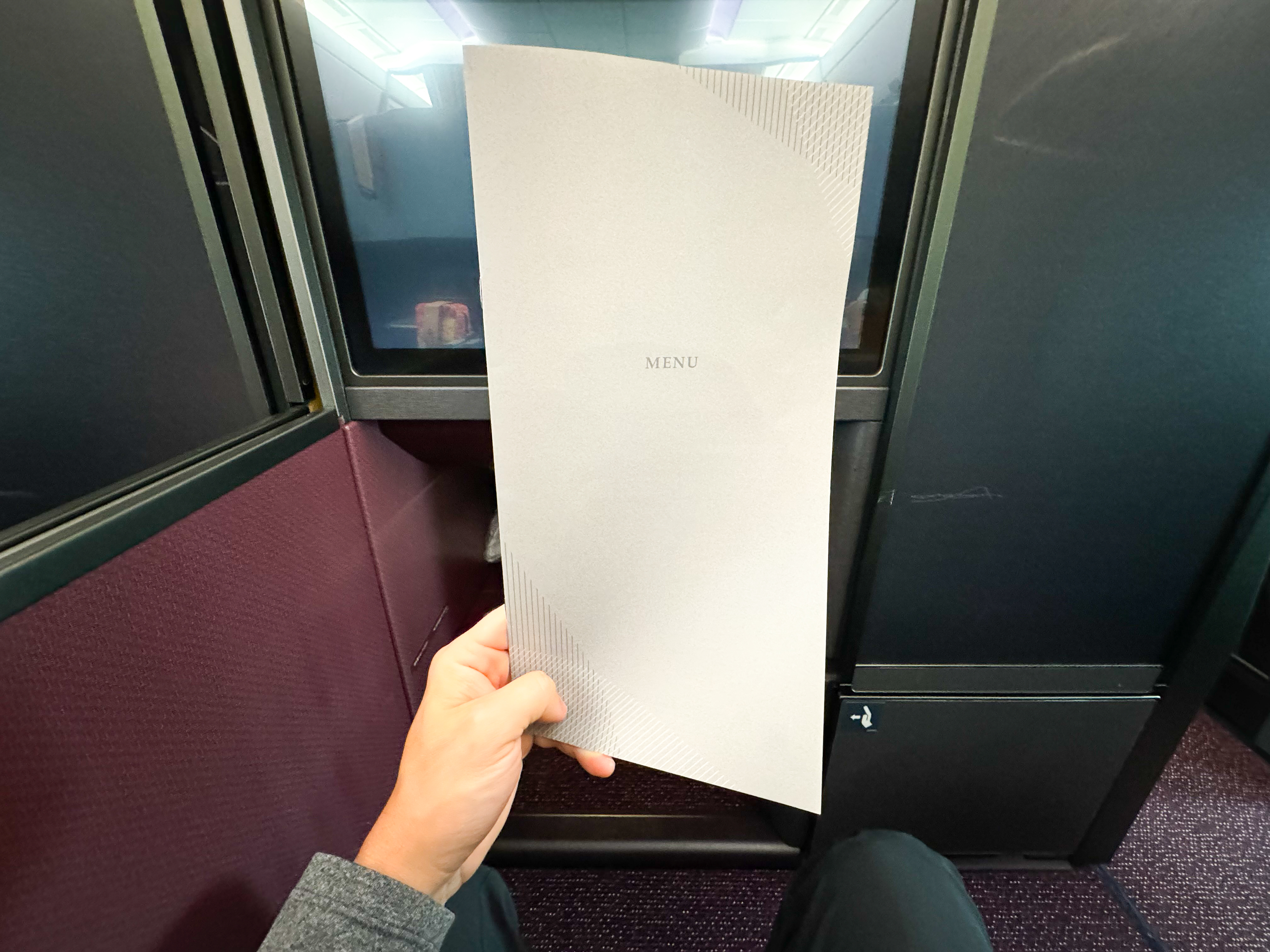 Japan Airlines A350 1000 business meny Japan Airlines A350 1000 business menu