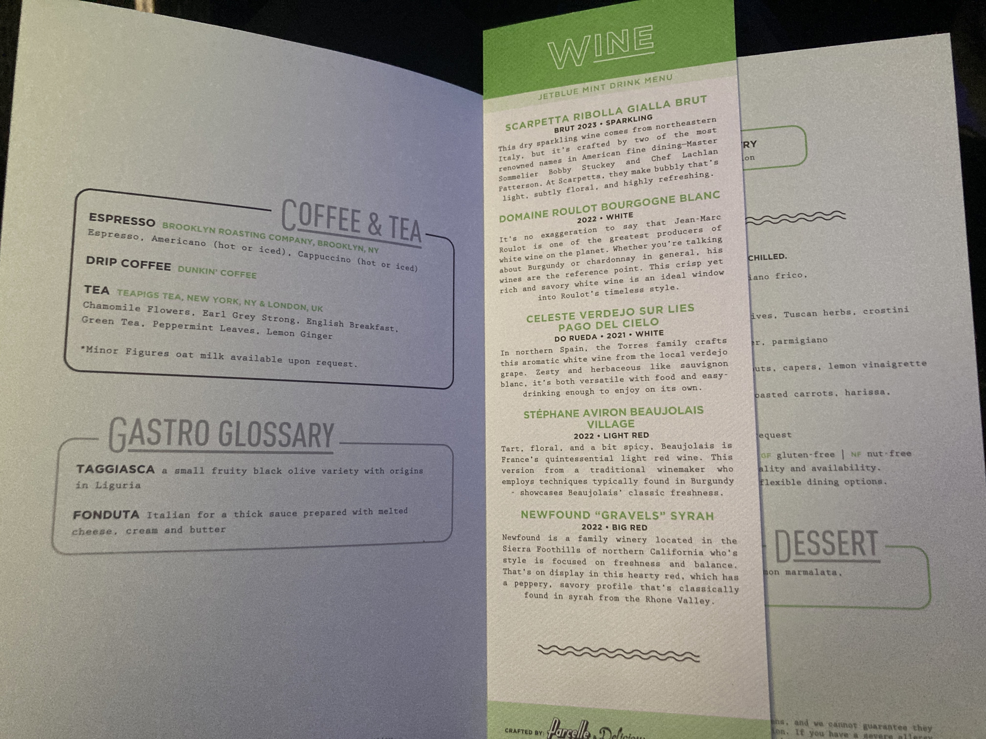 JetBlue Mint A321 drinks and wine menu JetBlue Mint A321 drinks and wine menu