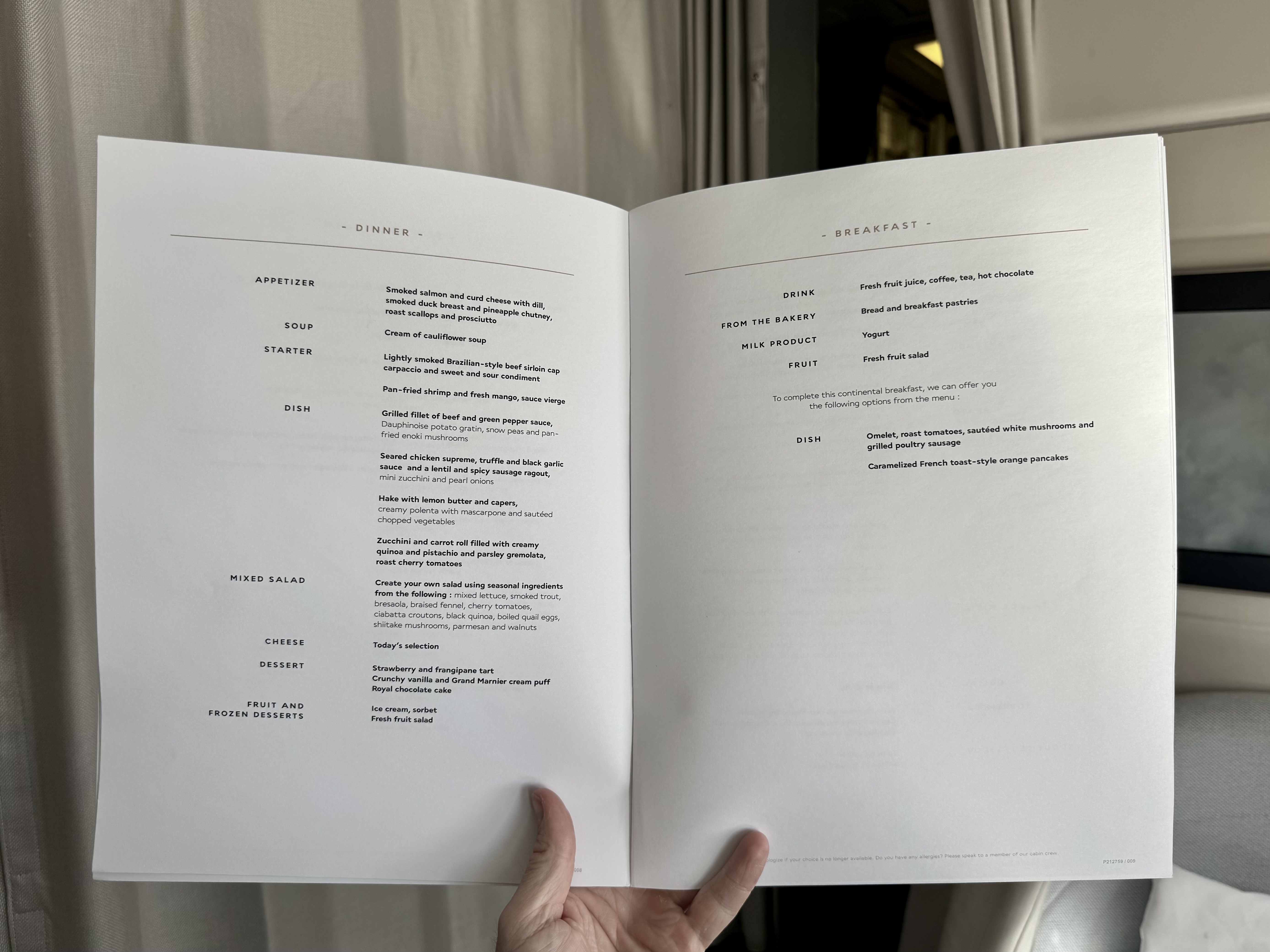 La Premiere FnB menu