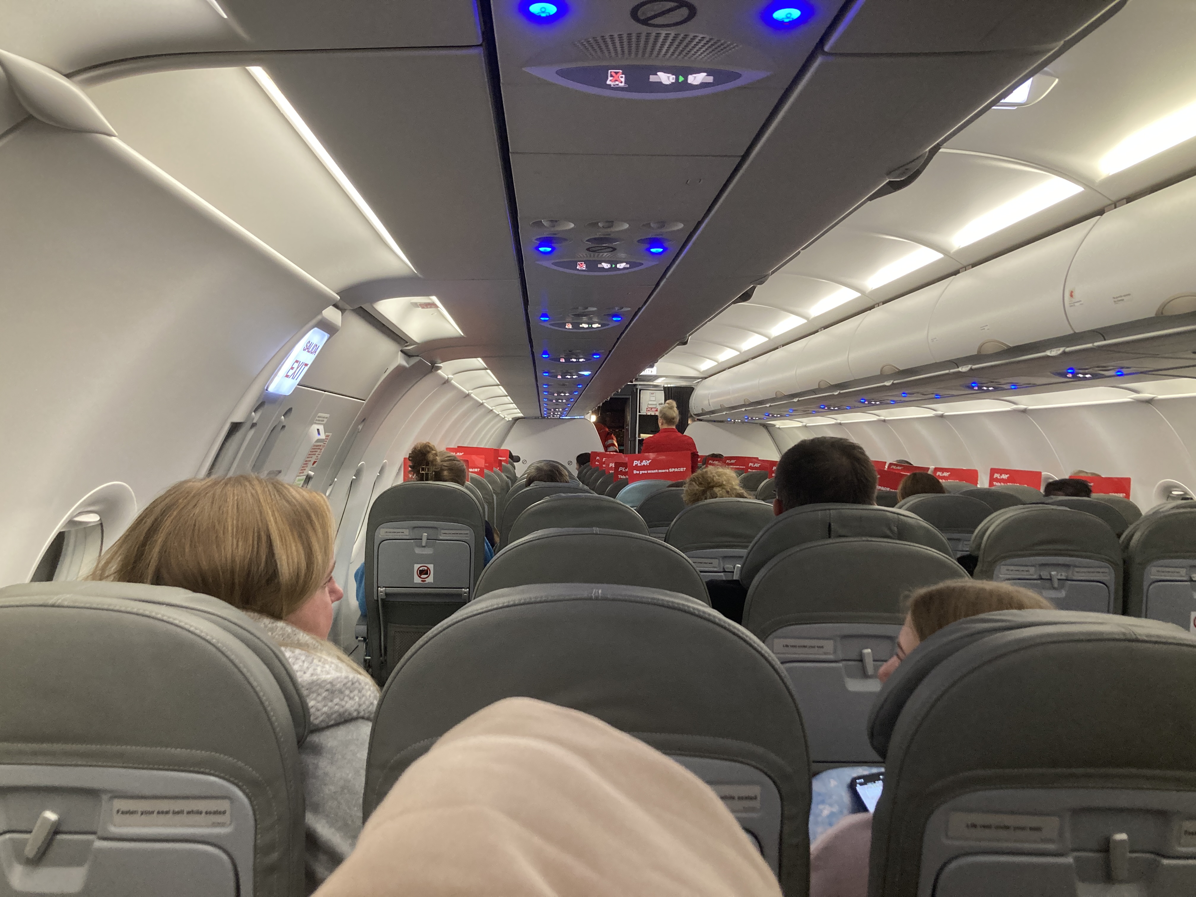 Play airline Iceland A321neo view from seat in economy Play airline Iceland A321neo view from seat in economy