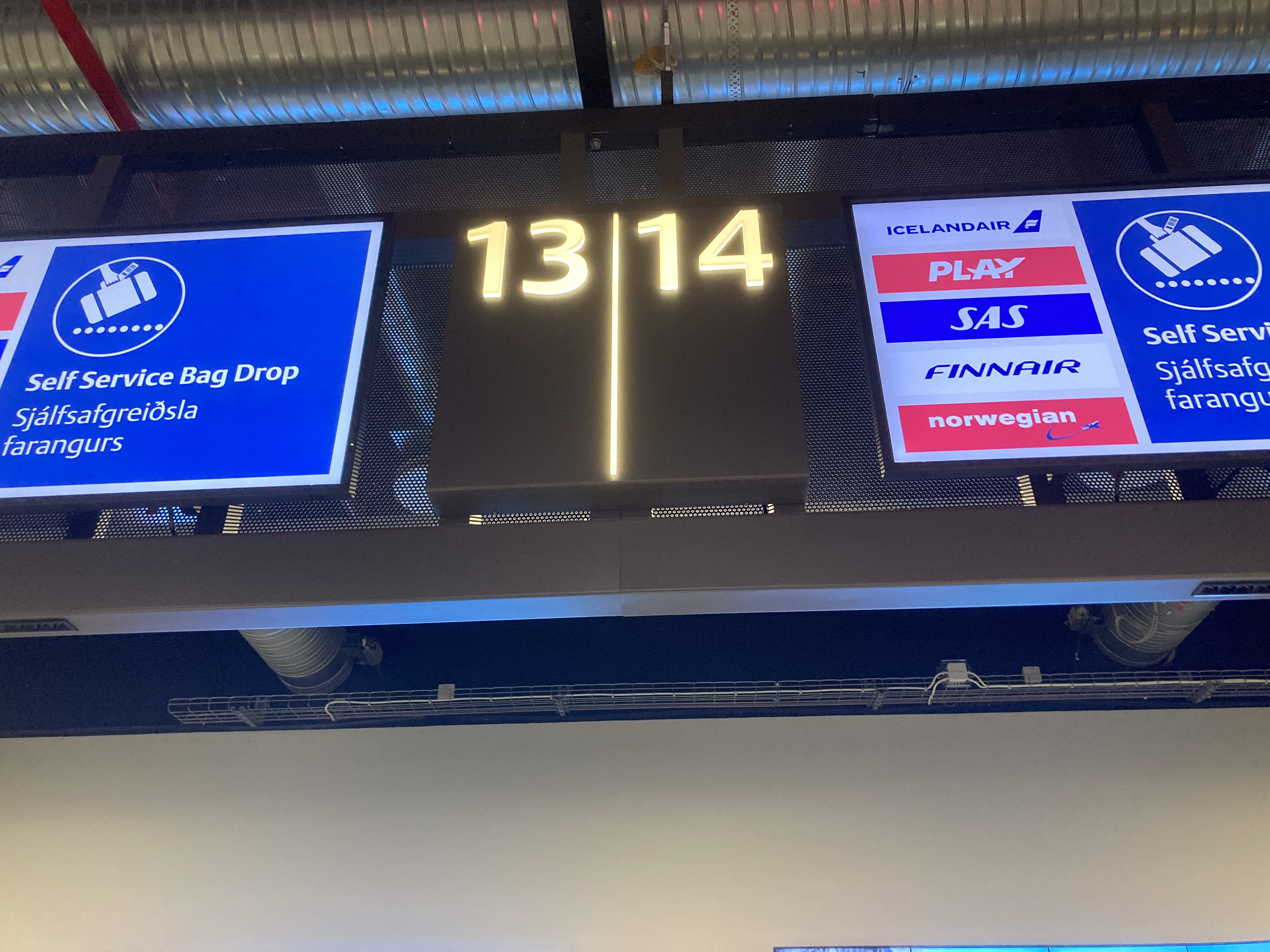 Play airline Iceland bag drop signs at KEF Play airline Iceland bag drop signs at KEF