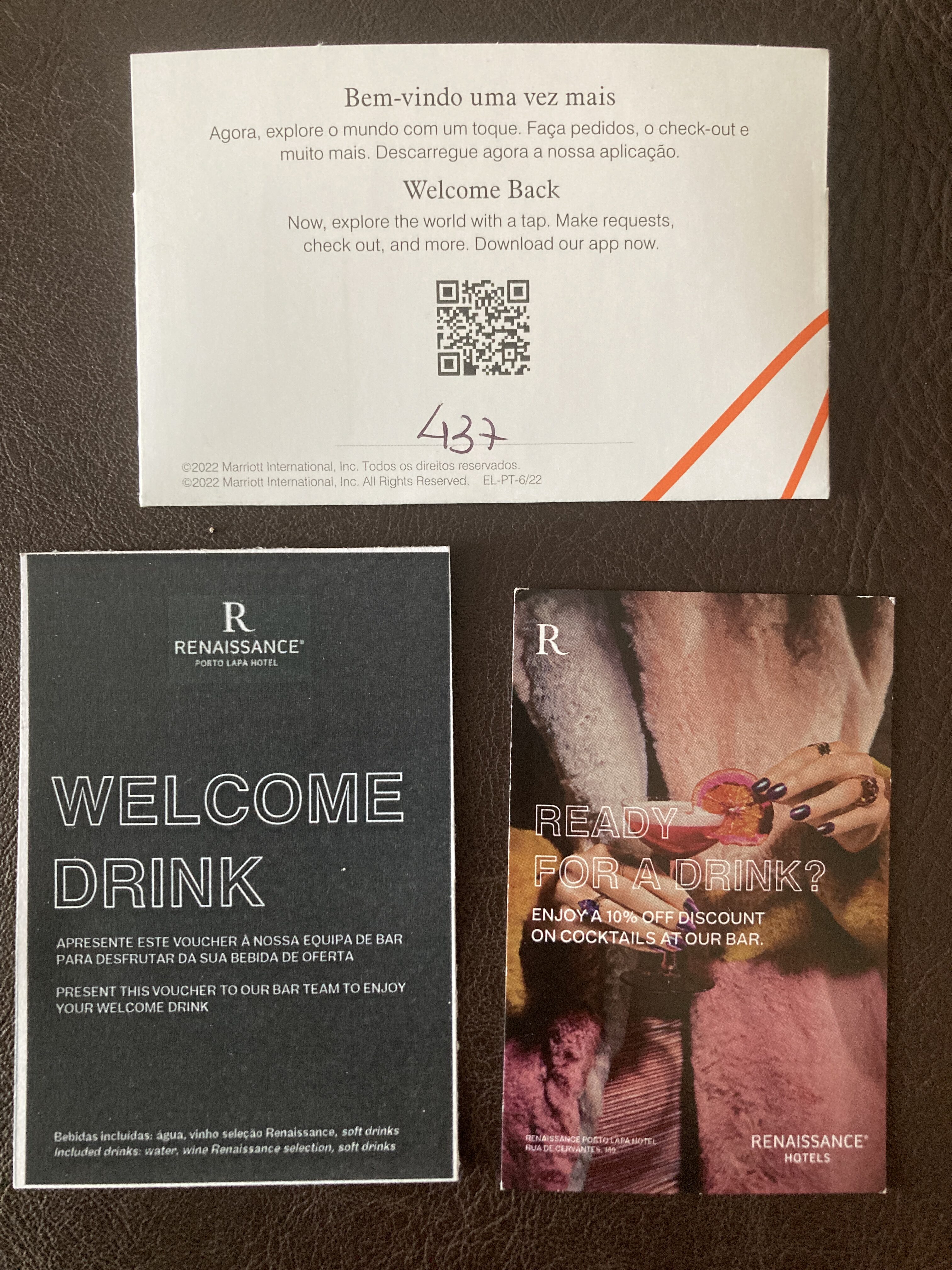 Renaissance Porto Lapa Hotel welcome drink coupon