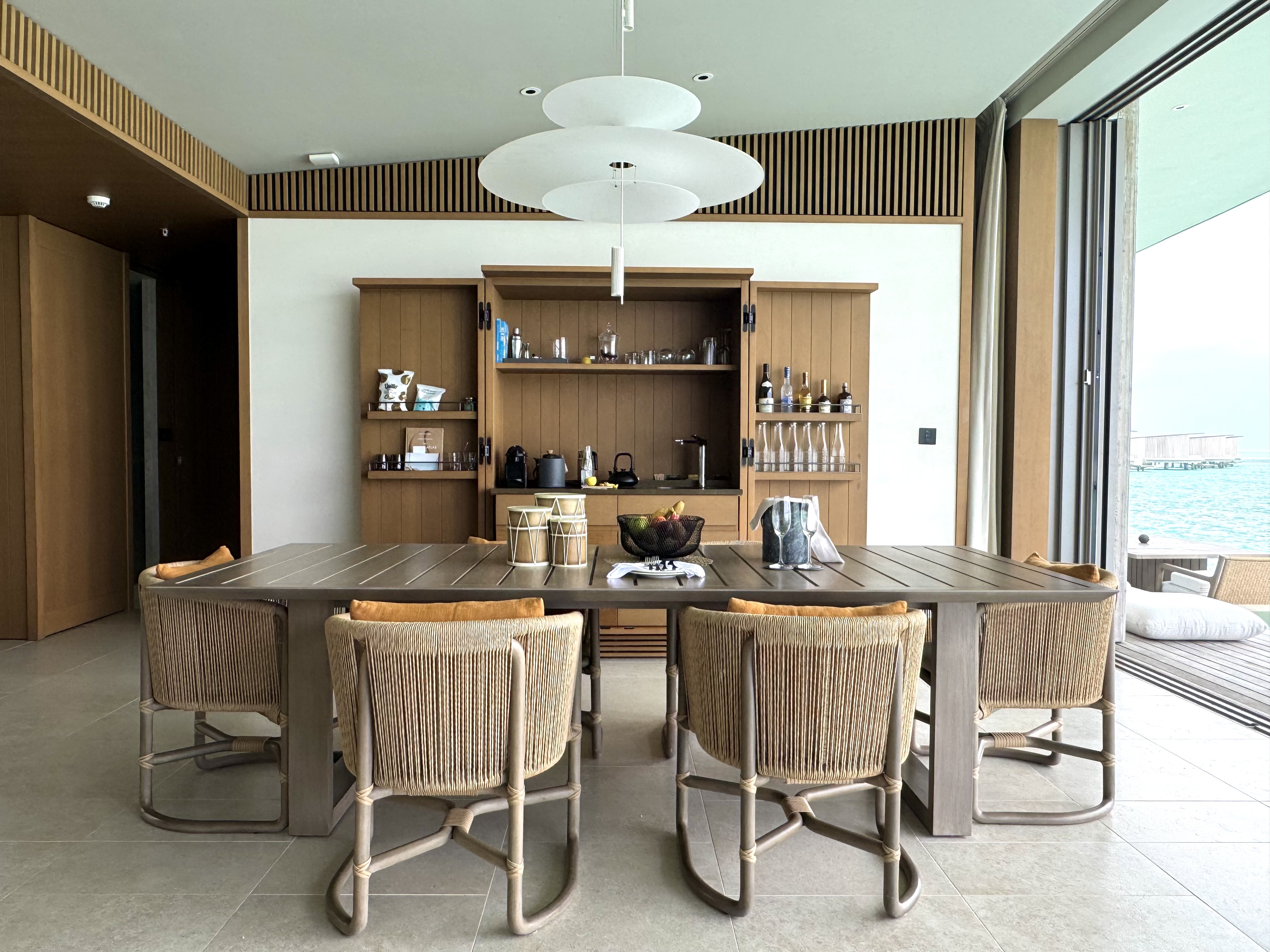 Ritz Carlton Fari Islands 2 bed overwater villa dining table