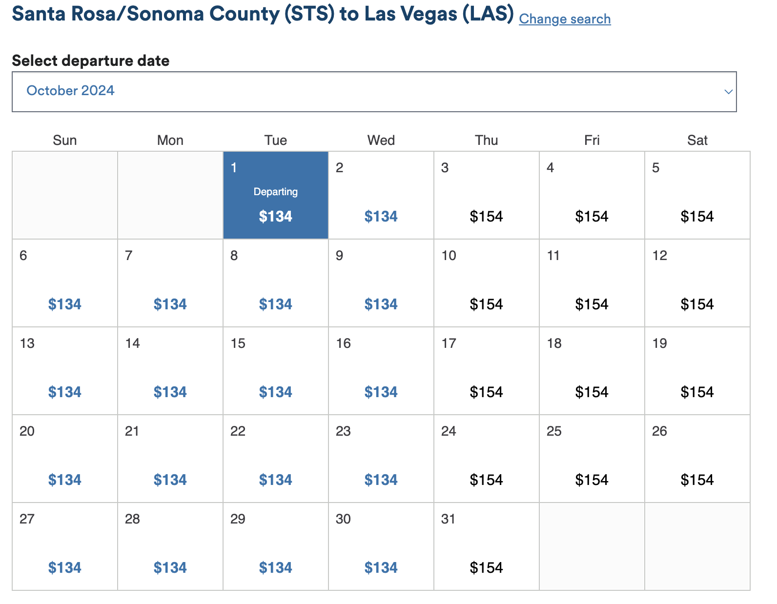 STS to LAS cash price