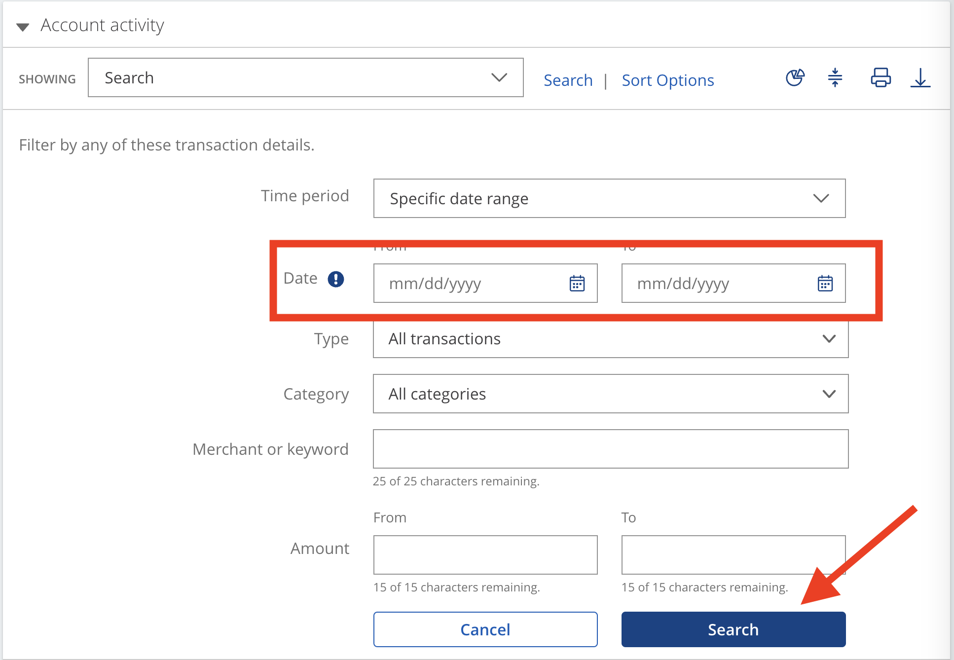 How to search Freedom Flex transactions Search a date range on a Chase credit card