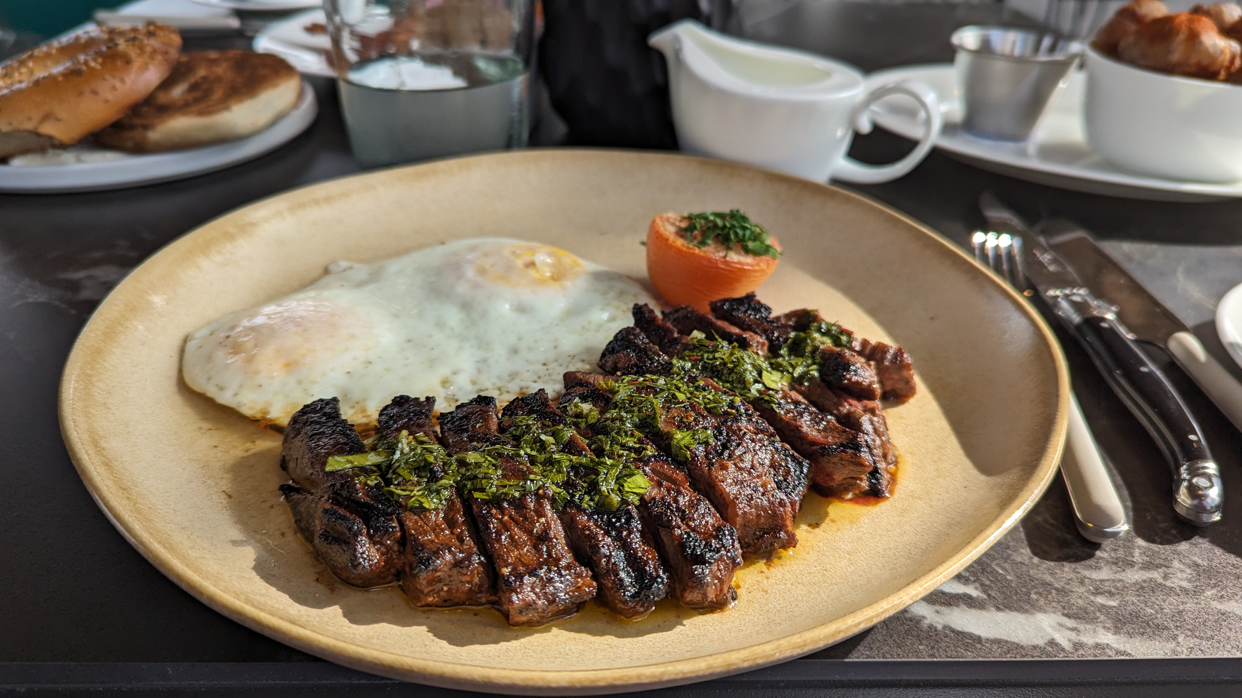 Thompson Houston Sol7 breakfast steak and eggs Thompson Houston Sol7 breakfast steak and eggs