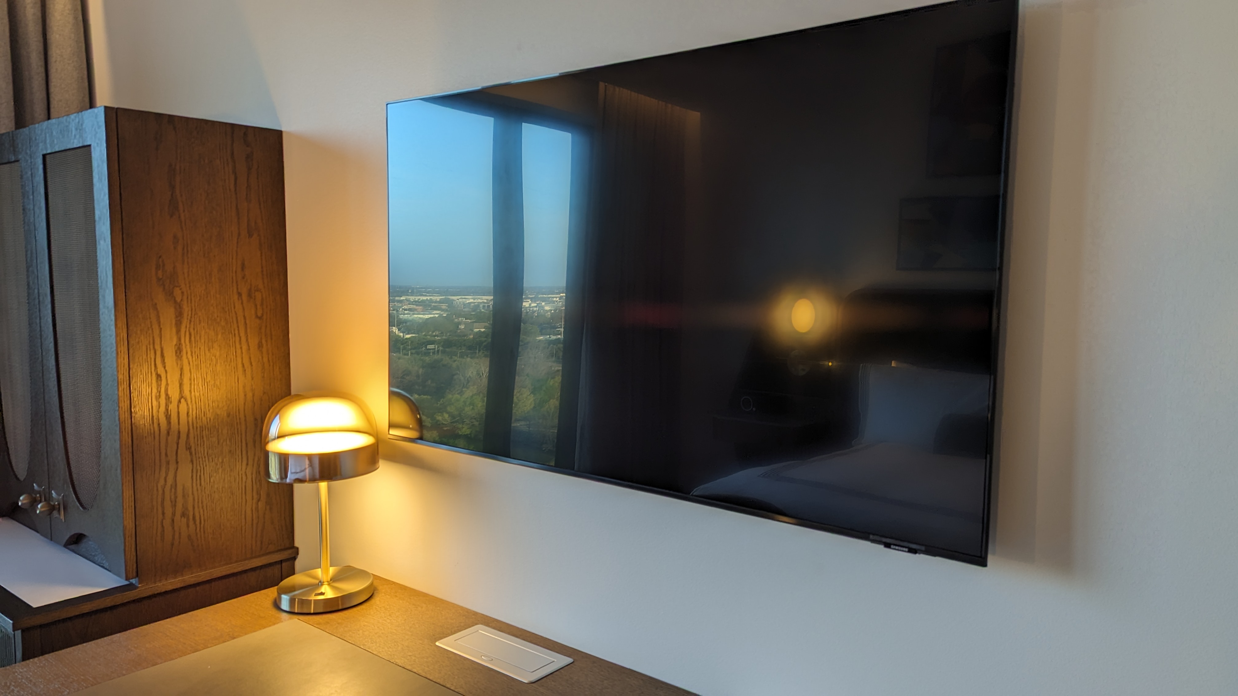 Thompson Houston guestroom bedroom TV and lamp Thompson Houston guestroom bedroom TV and lamp