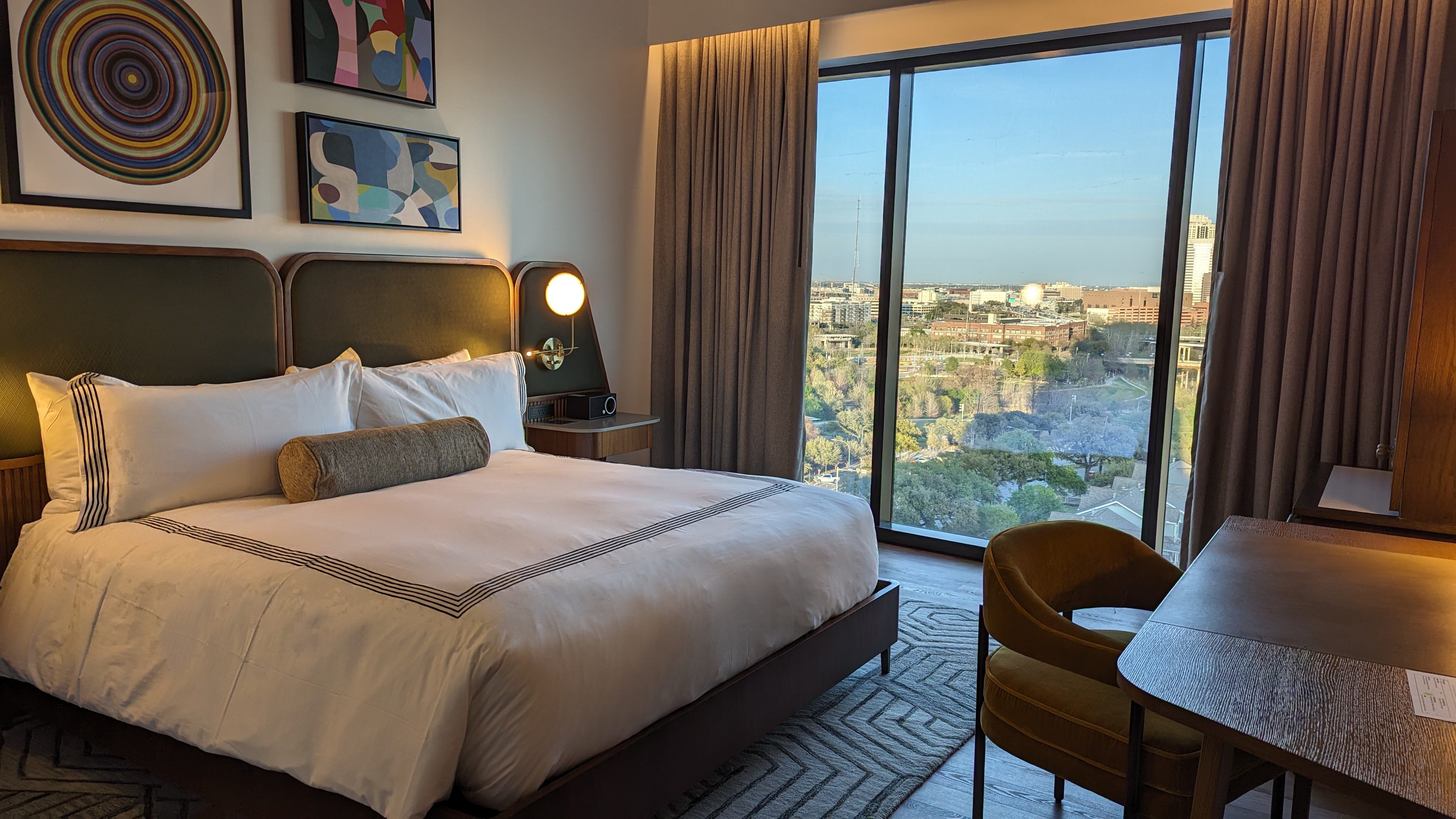 Thompson Houston guestroom bedroom bed and view Thompson Houston guestroom bedroom bed and view
