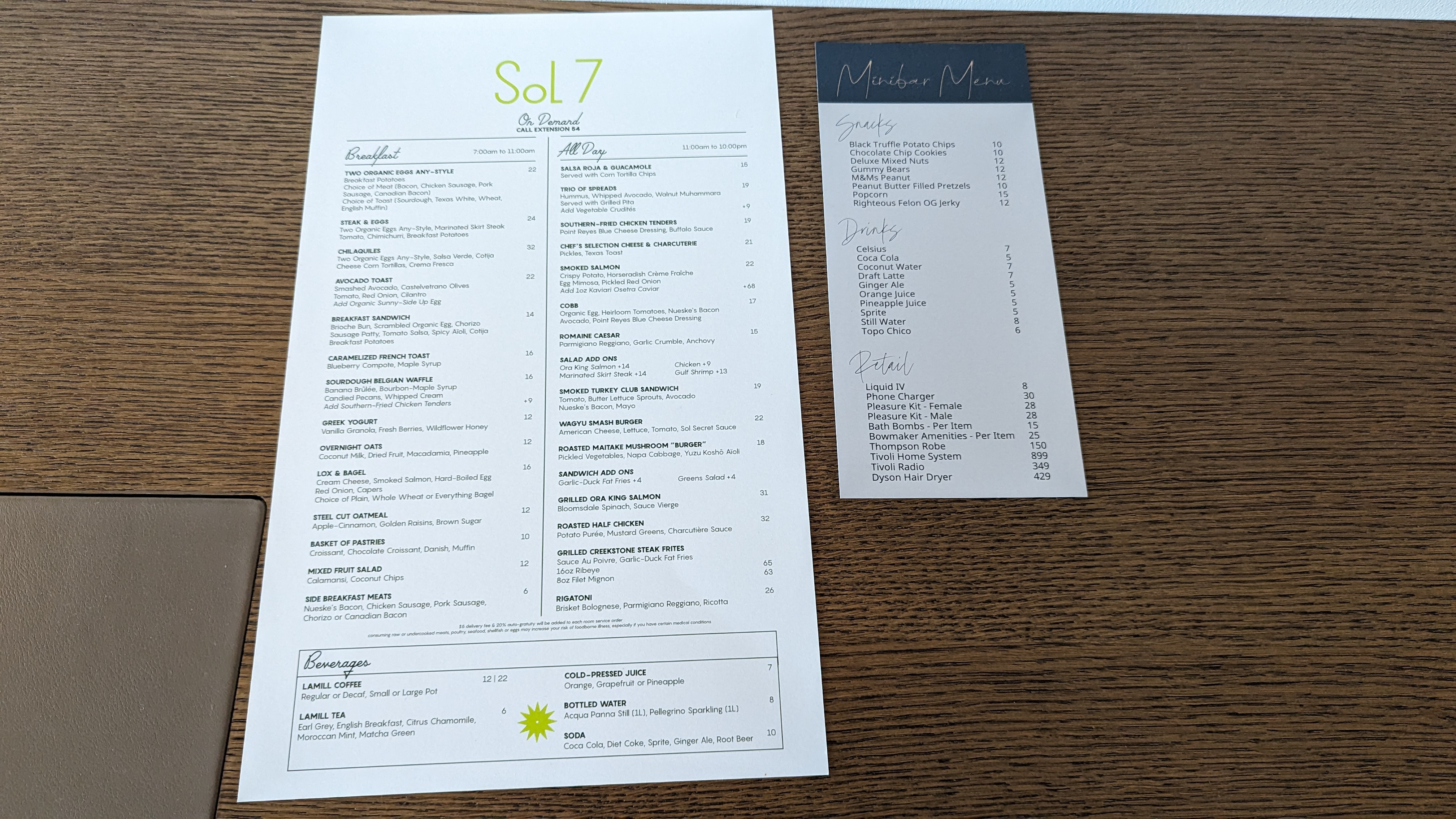 Thompson Houston guestroom bedroom menus Thompson Houston guestroom bedroom menus