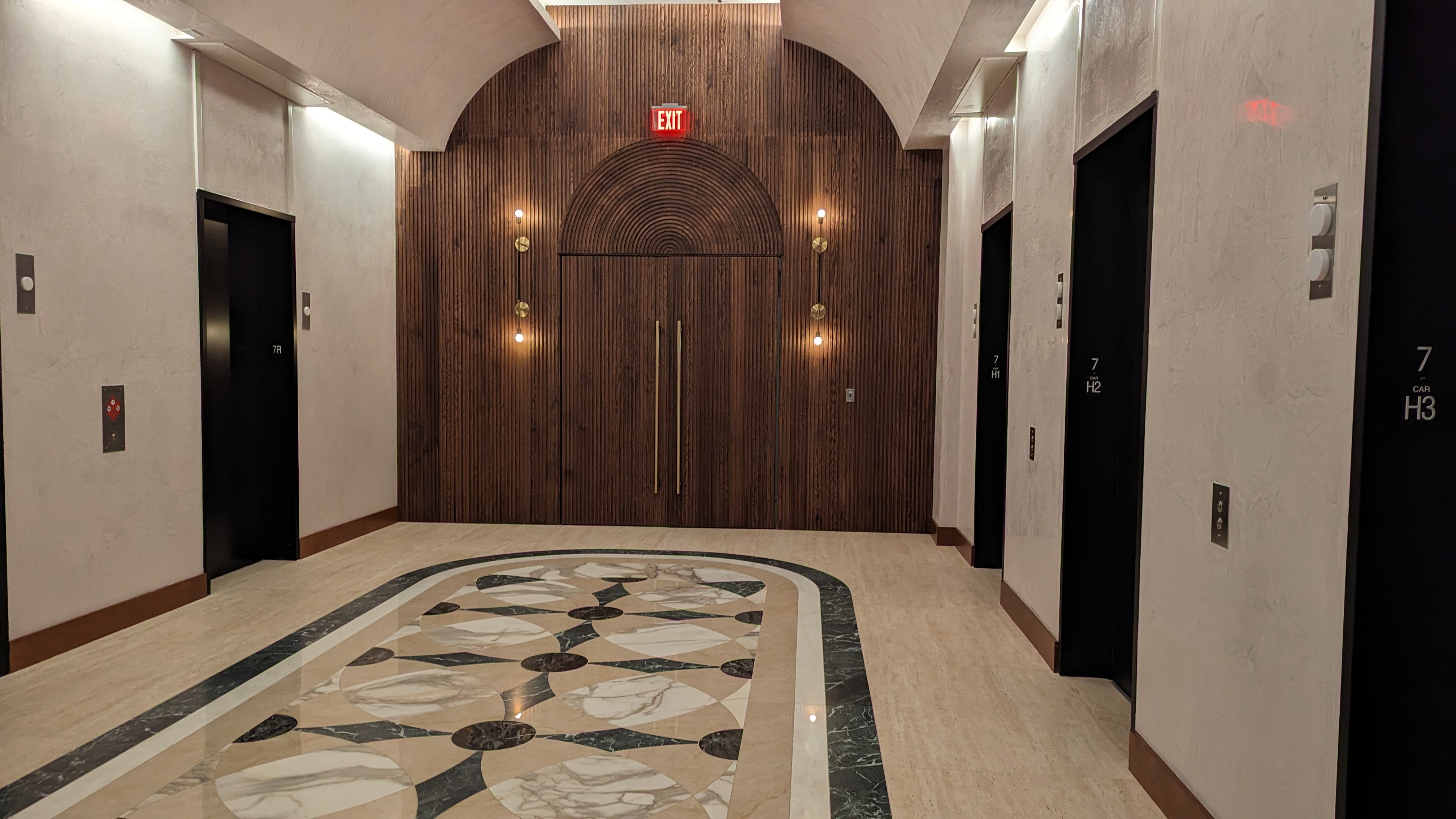 Thompson Houston lobby elevator banks Thompson Houston lobby elevator banks