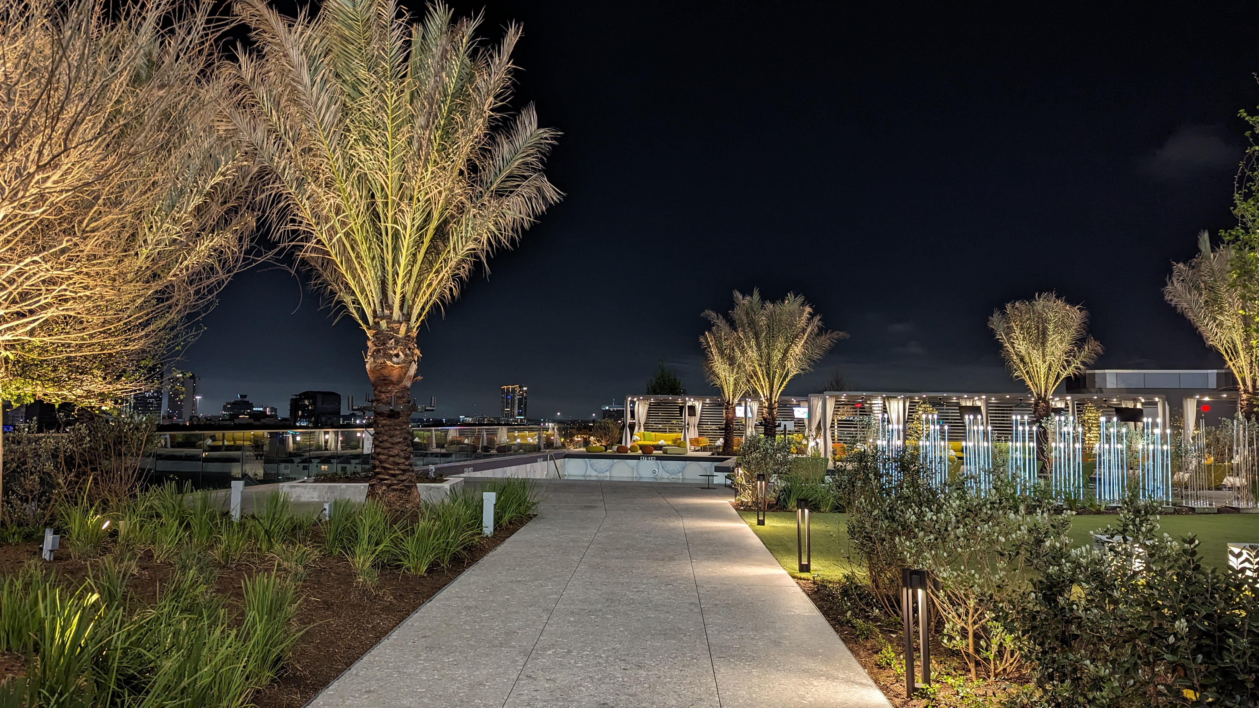 Thompson Houston pool view night Thompson Houston pool view night