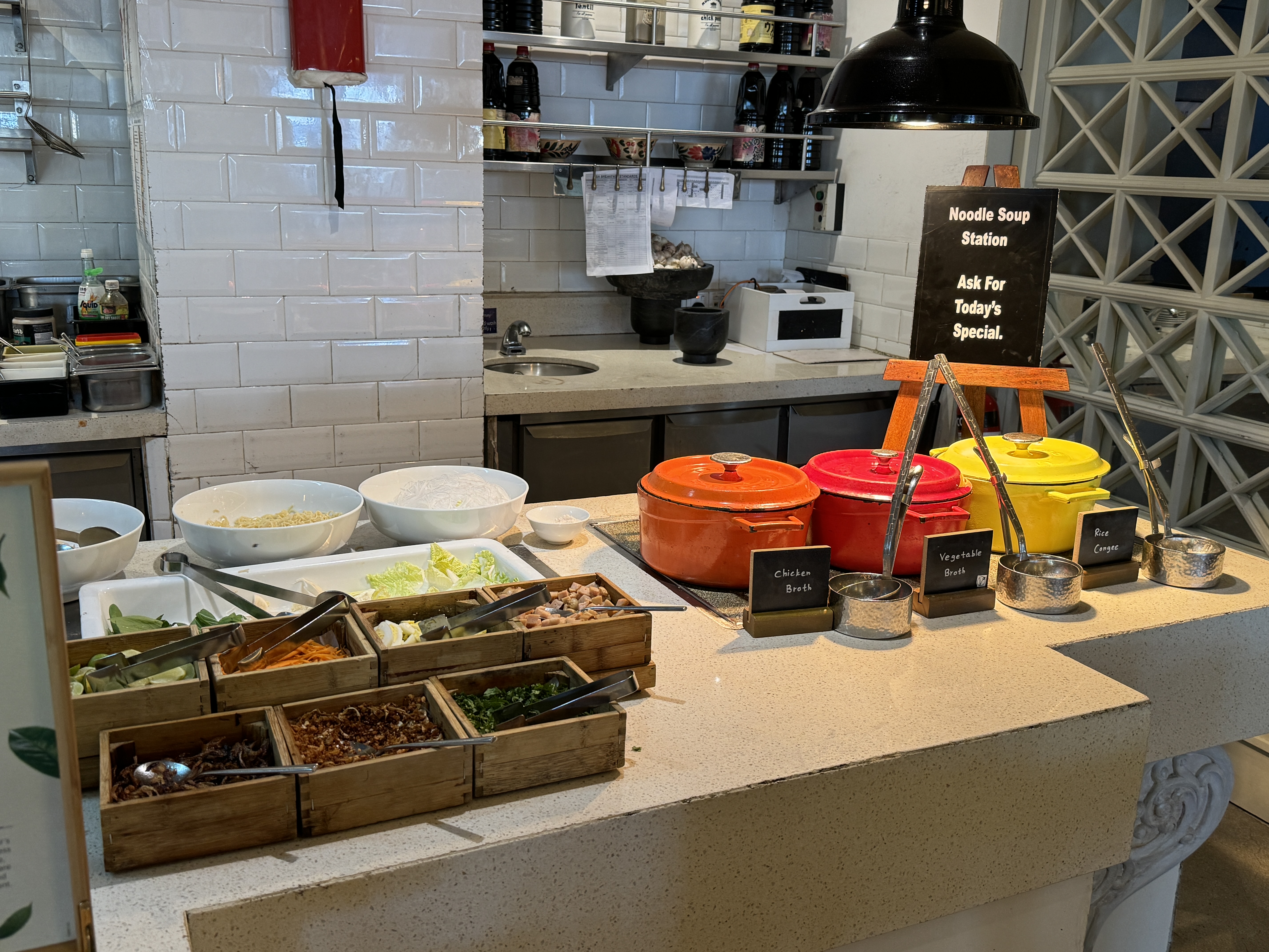 Weligama Bay Marriott Weligama Kitchen breakfast noodle soup