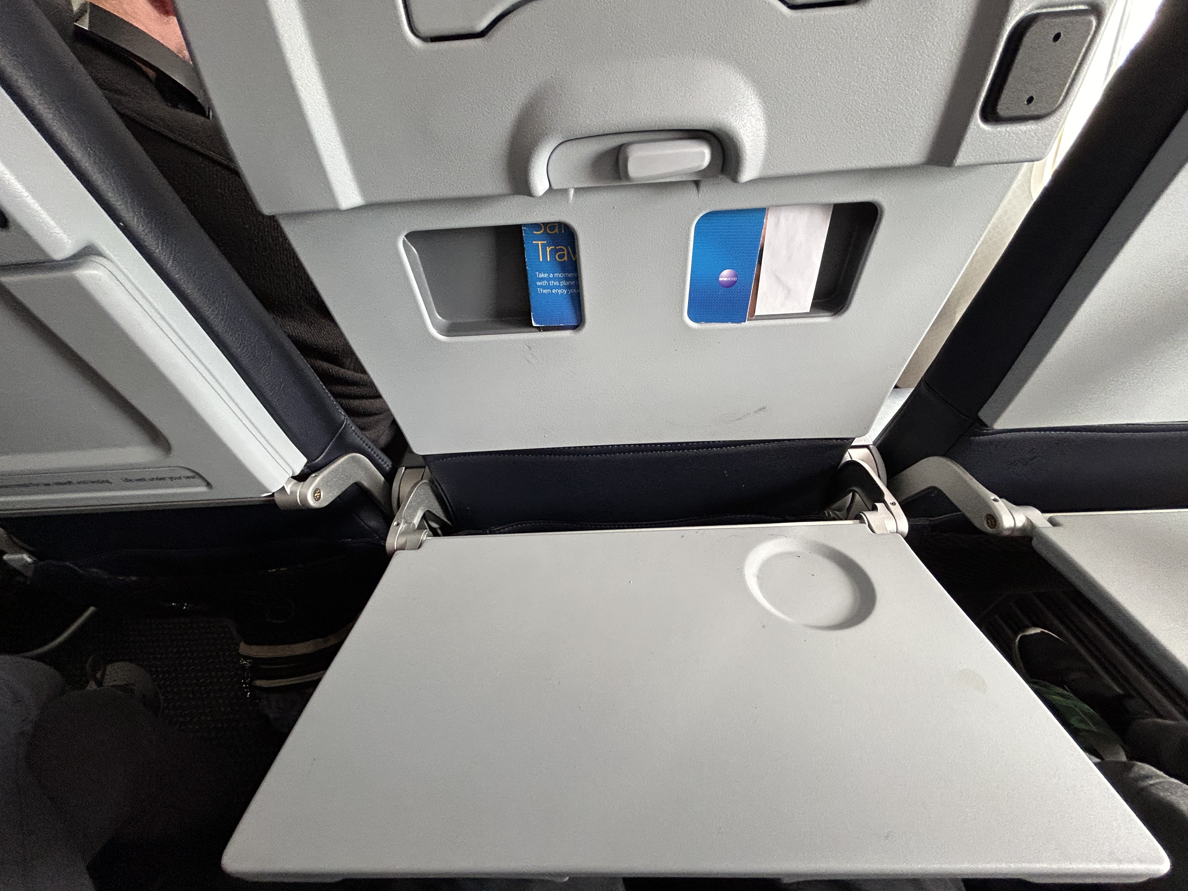AA 738 LGA DFW broken tray 11D