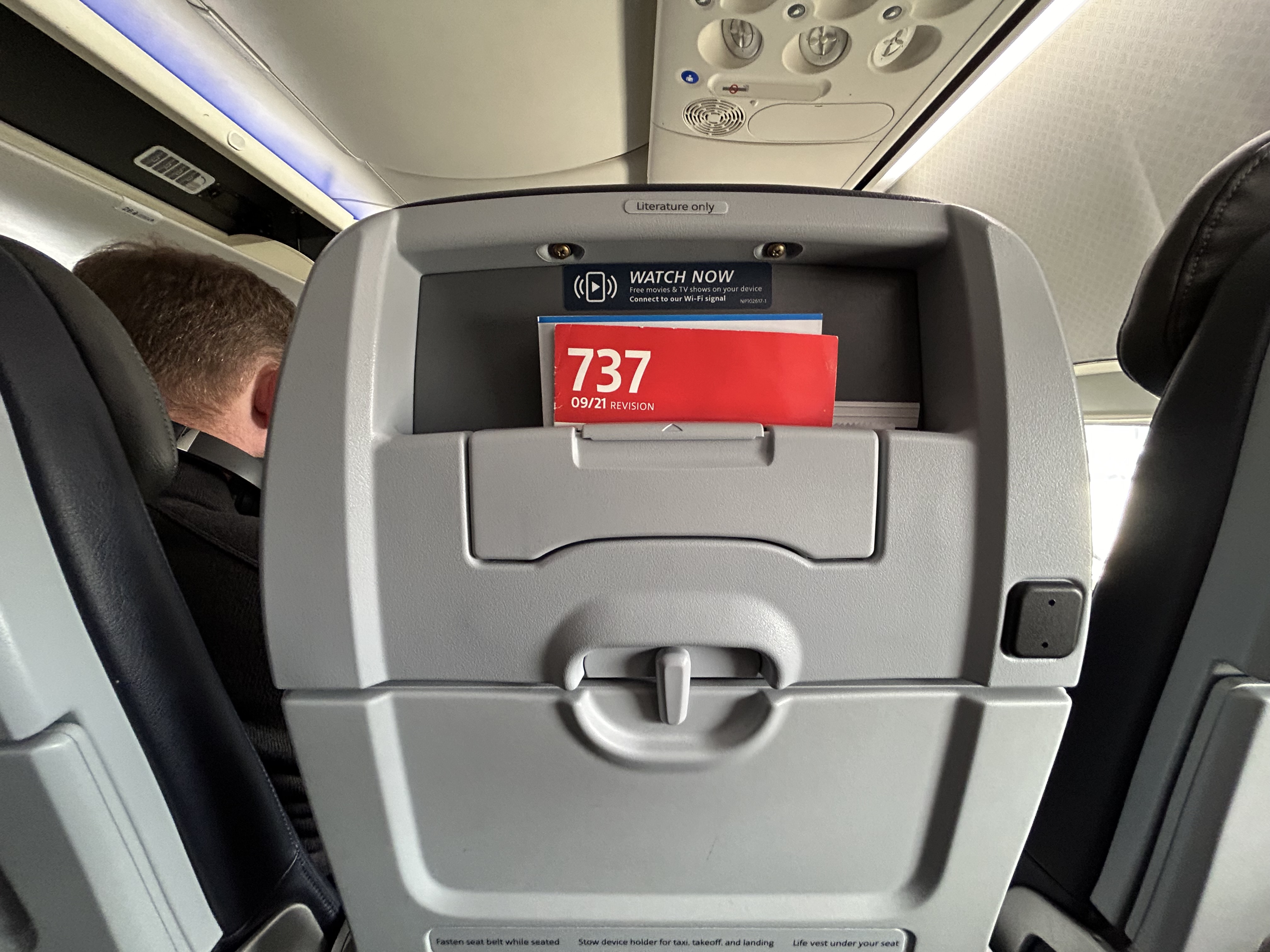 AA 738 LGA DFW seatback pocket 11D