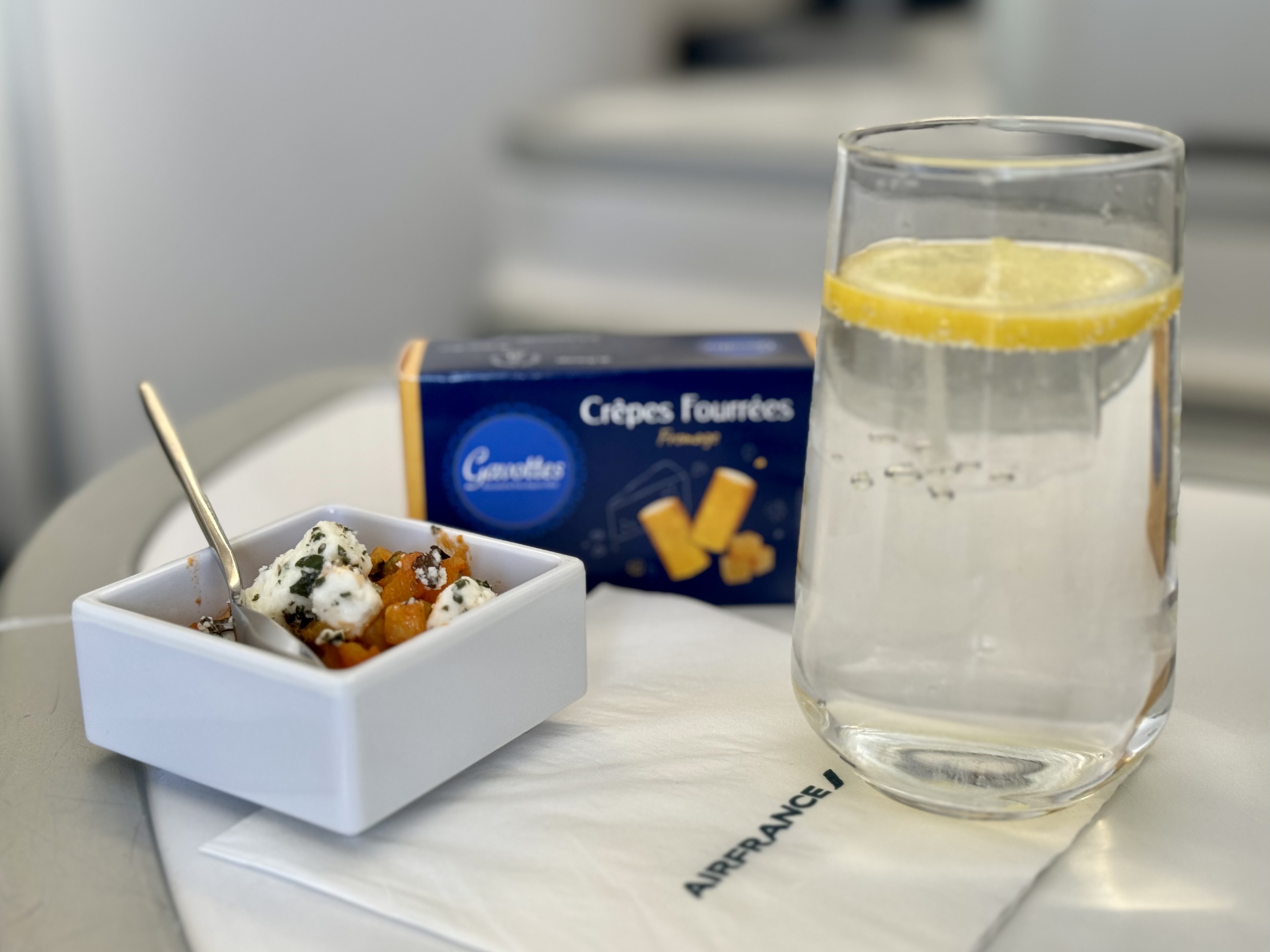 Air France Business Class Airbus A350 FnB first drink Air France Business Class Airbus A350 FnB first drink