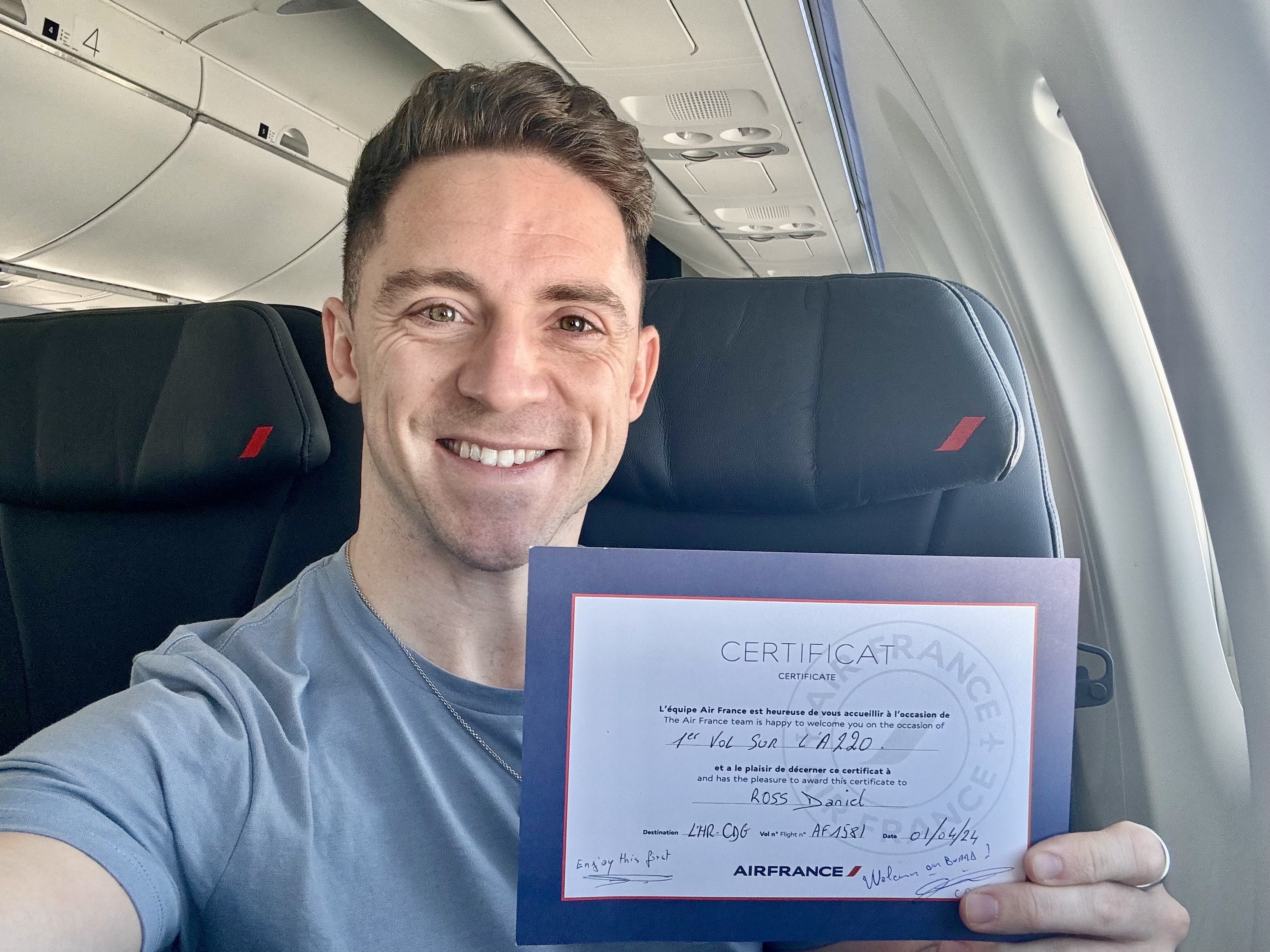Air France Business Class certificate Air France Business Class certificate