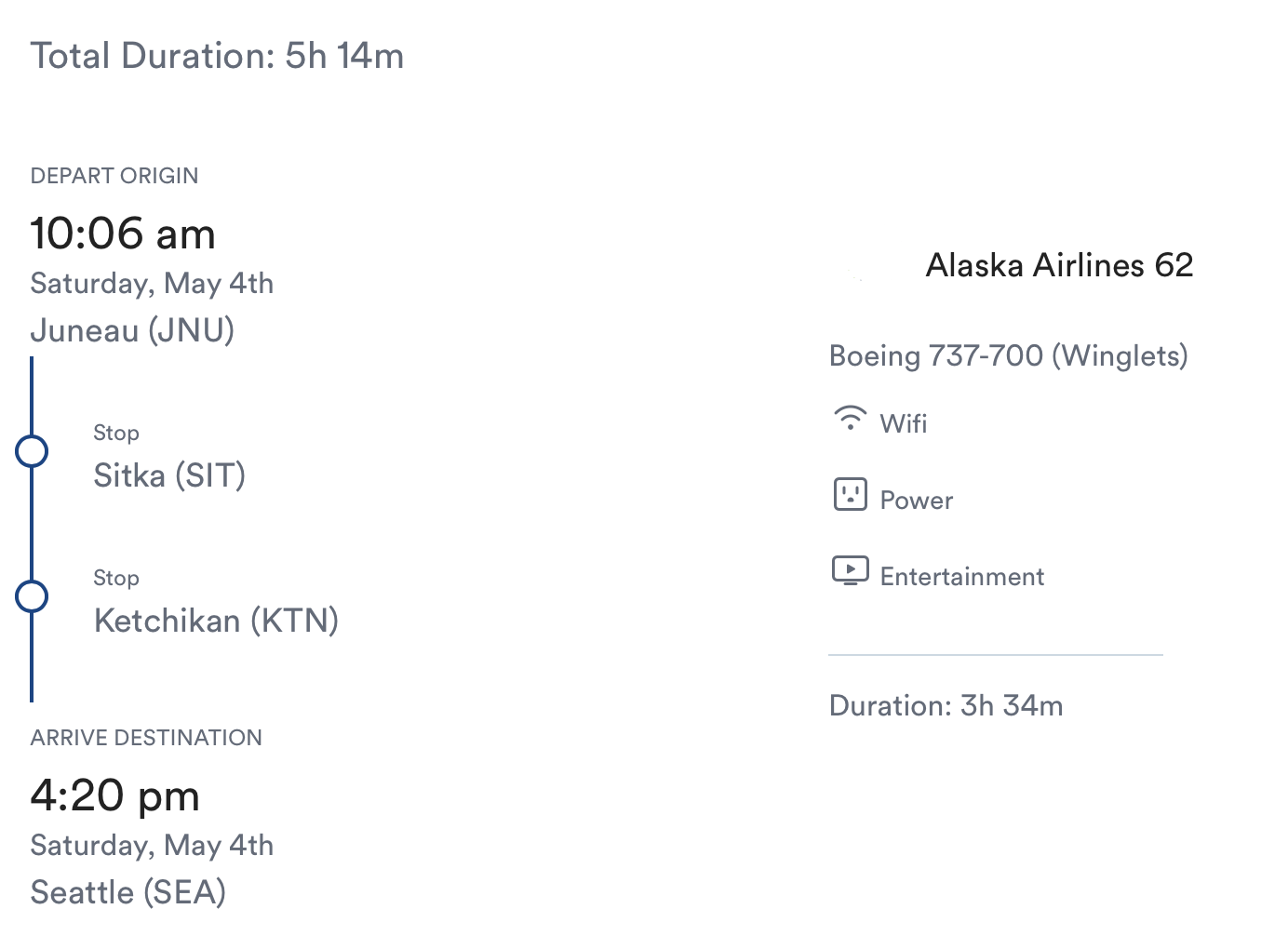 Alaska 62 Itinerary from JNU