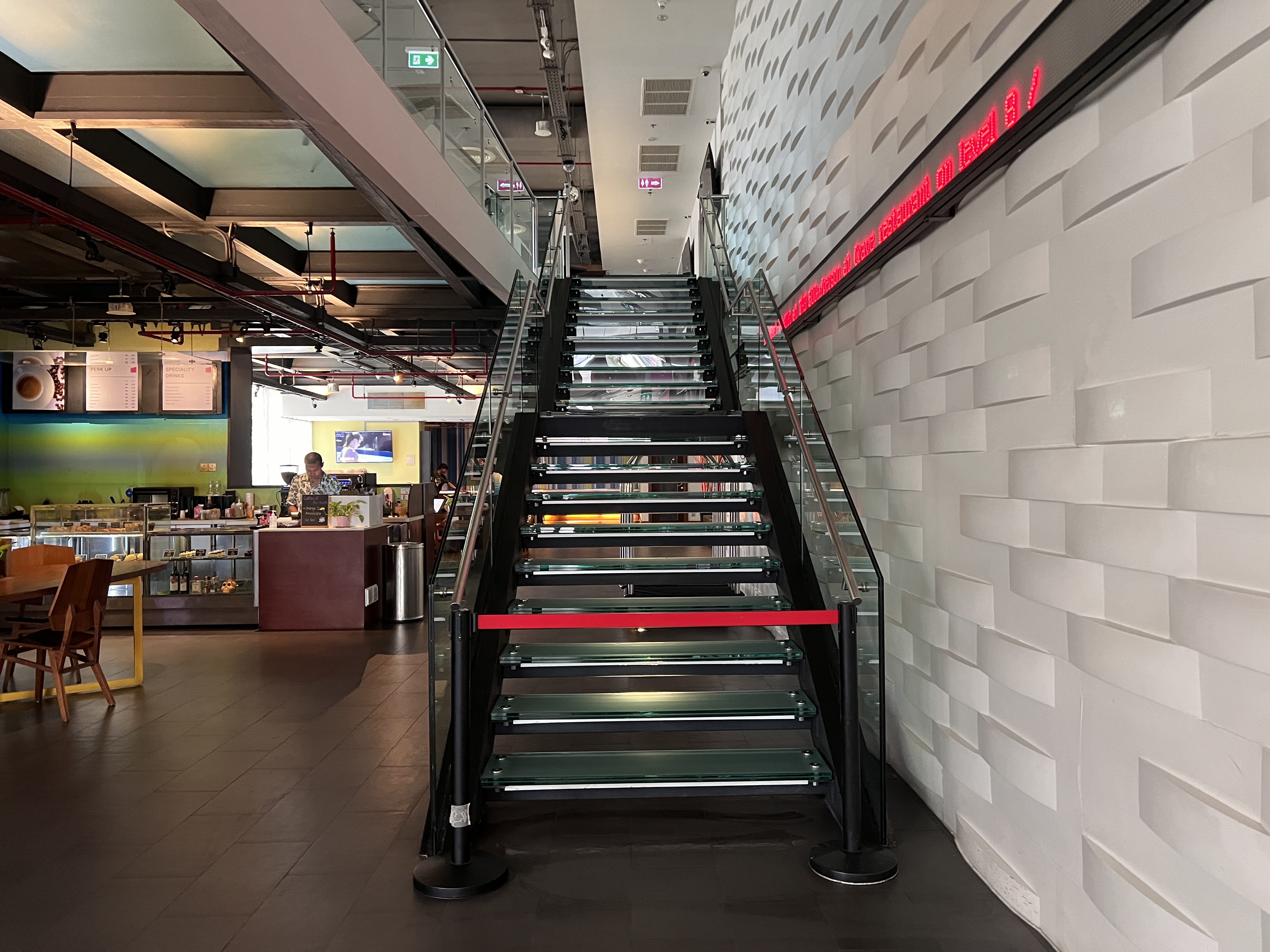 Aloft Bangkok Sukhumvit 11 lobby stairs to W XYZ bar Aloft Bangkok Sukhumvit 11 lobby stairs to W XYZ bar