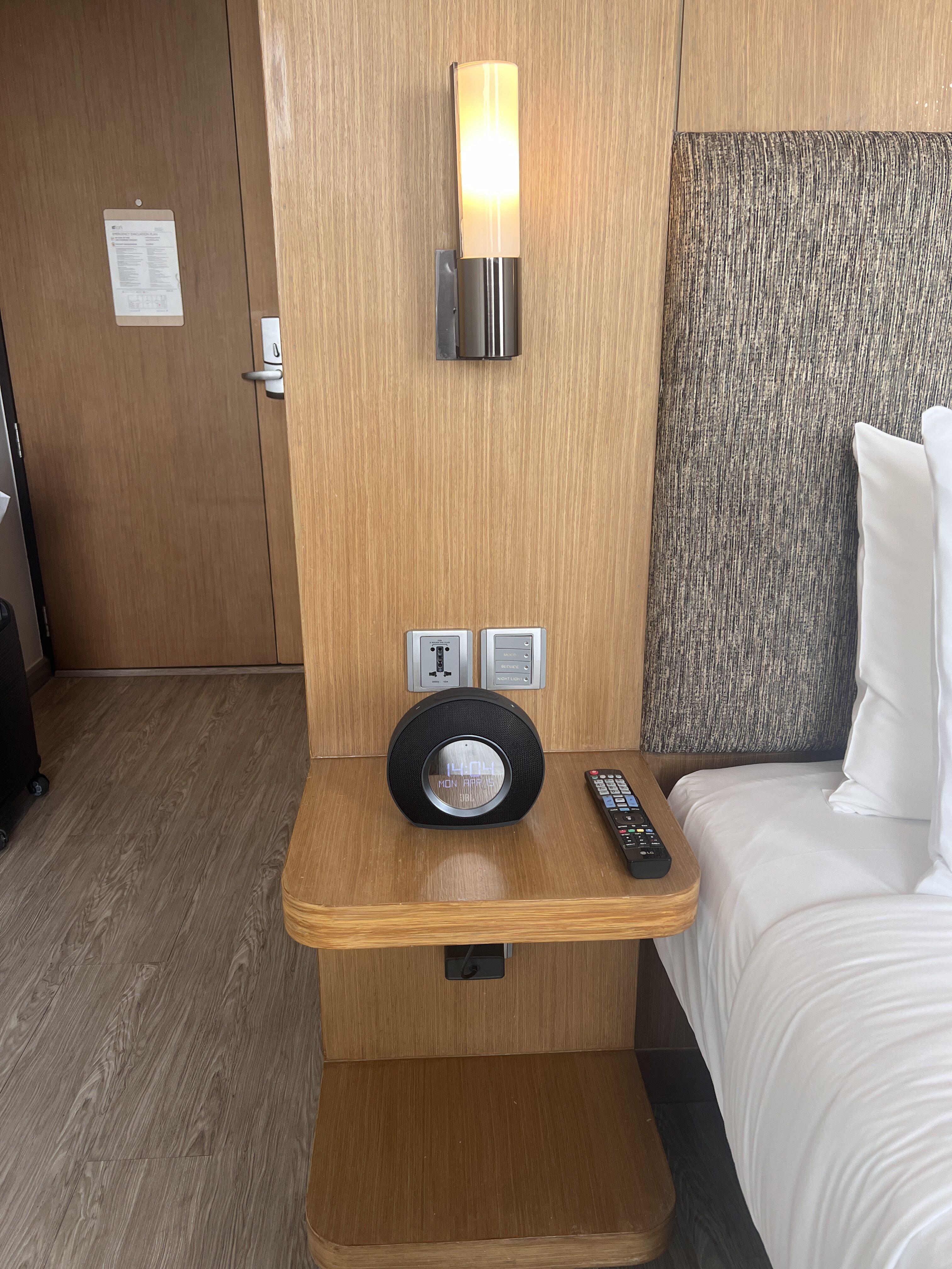 Aloft Bangkok Sukhumvit 11 room nightstand and alarm clock Aloft Bangkok Sukhumvit 11 room nightstand and alarm clock