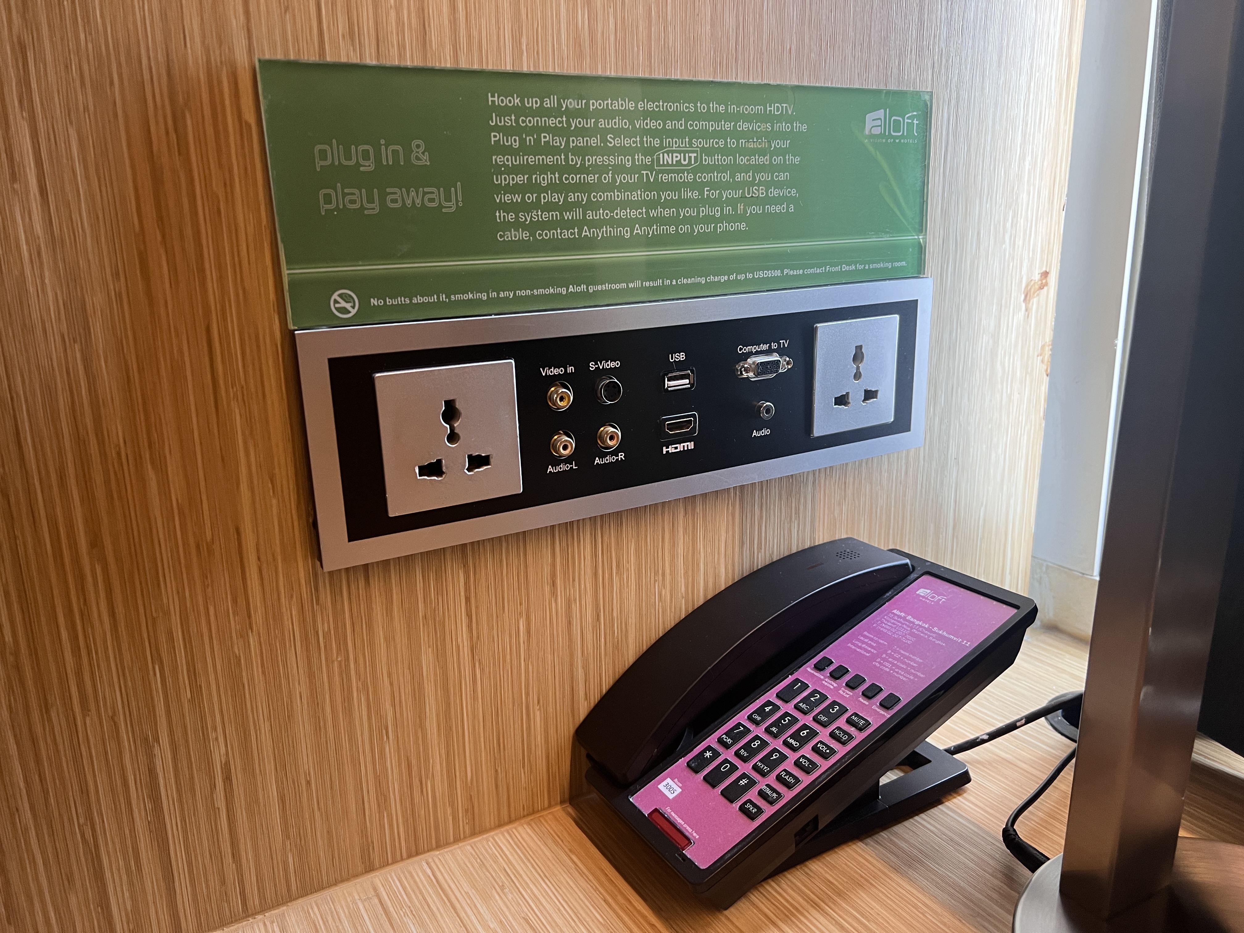 Aloft Bangkok Sukhumvit 11 room phone and AC power Aloft Bangkok Sukhumvit 11 room phone and AC power