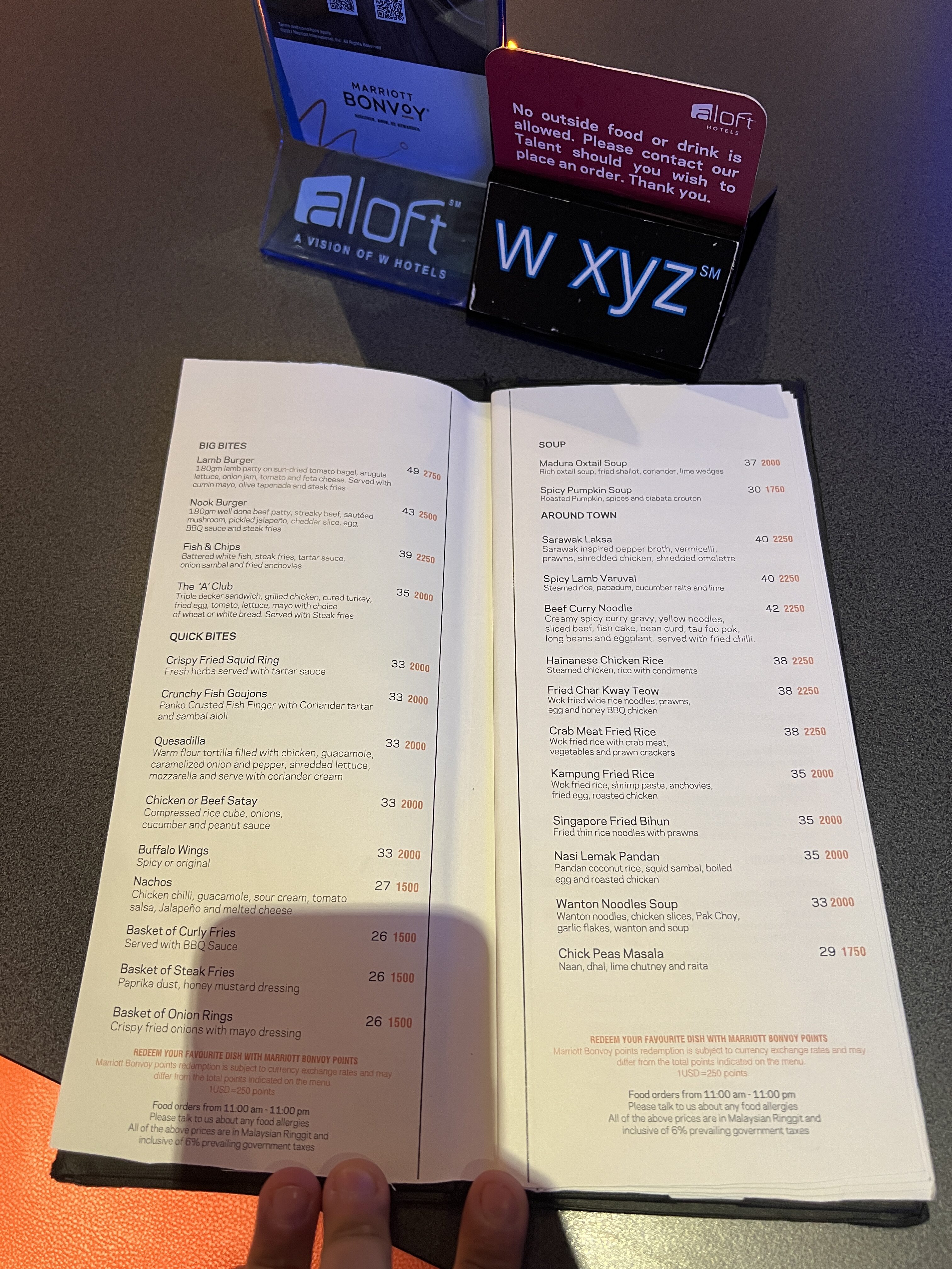 Aloft Kuala Lumpur Sentral WXYZ Bar menu Aloft Kuala Lumpur Sentral WXYZ Bar menu