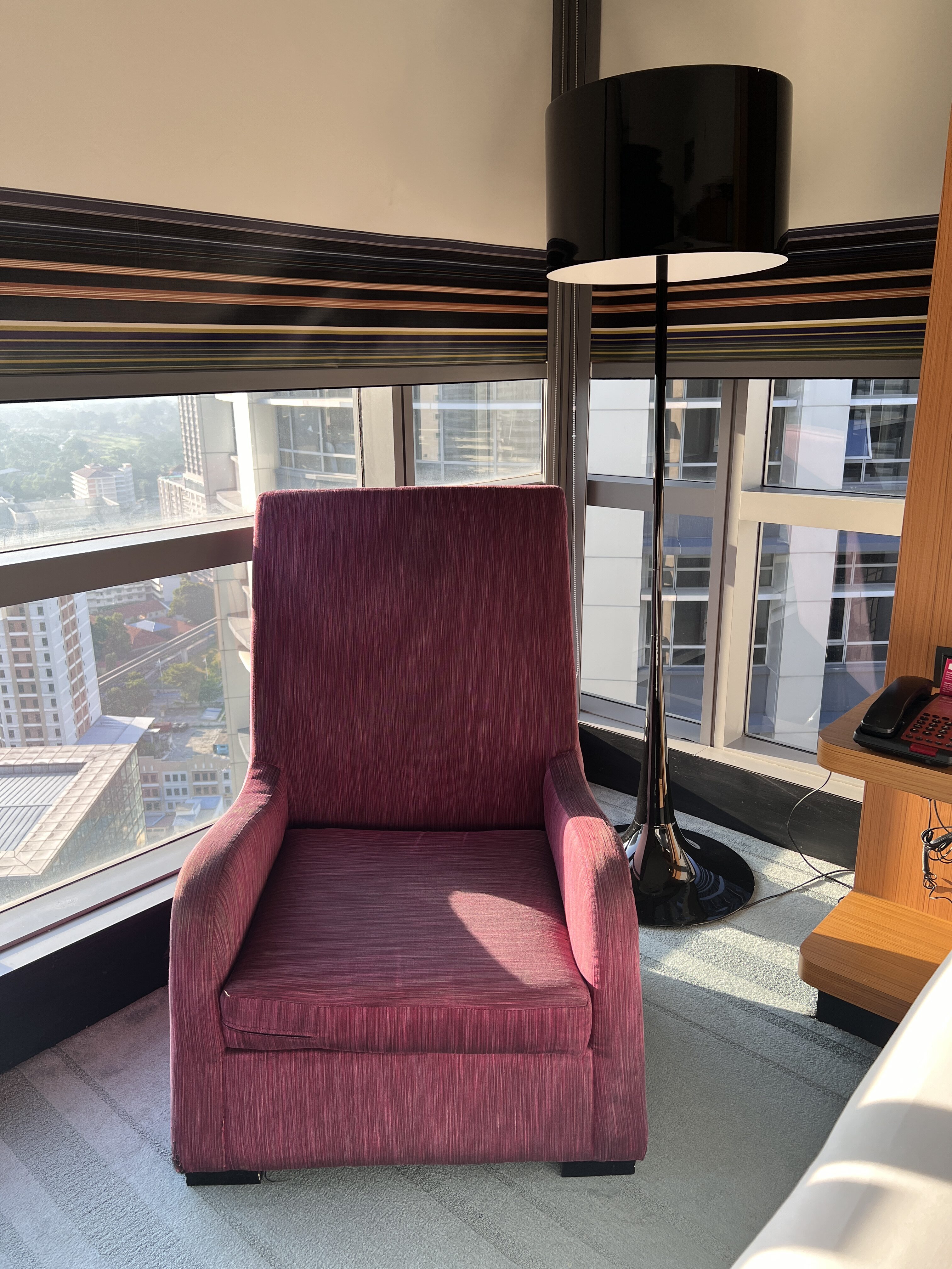 Aloft Kuala Lumpur Sentral bedroom armchair and lamp Aloft Kuala Lumpur Sentral bedroom armchair and lamp