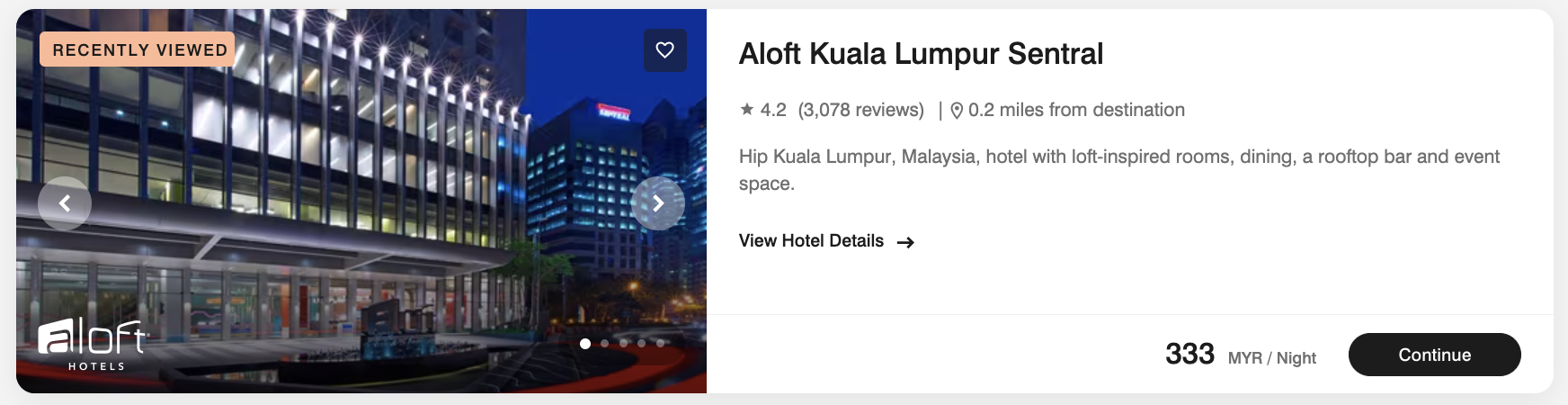 Aloft Kuala Lumpur Sentral cash price Aloft Kuala Lumpur Sentral cash price