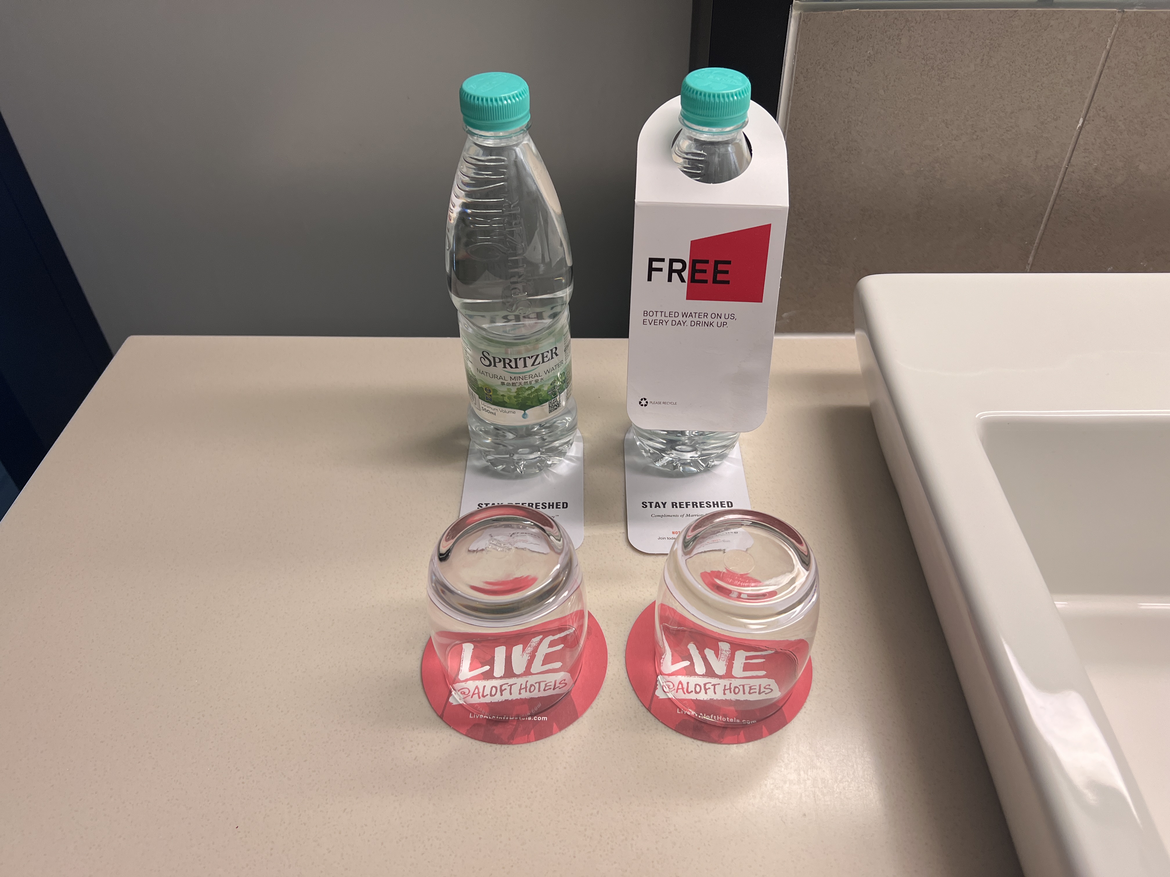 Aloft Kuala Lumpur Sentral complimentary water Aloft Kuala Lumpur Sentral complimentary water